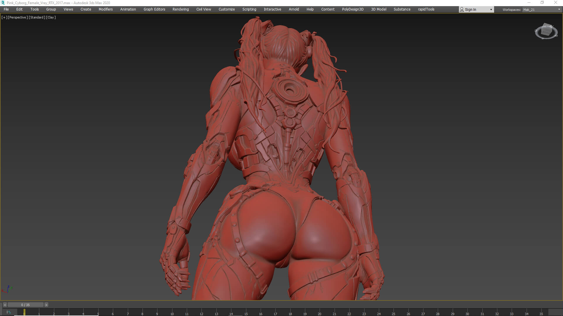 Pink Cyborg Girl High-Detail 3D Model 3D Model