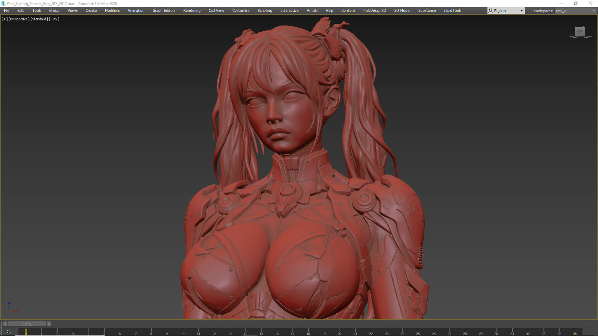Pink Cyborg Girl High-Detail 3D Model 3D Model