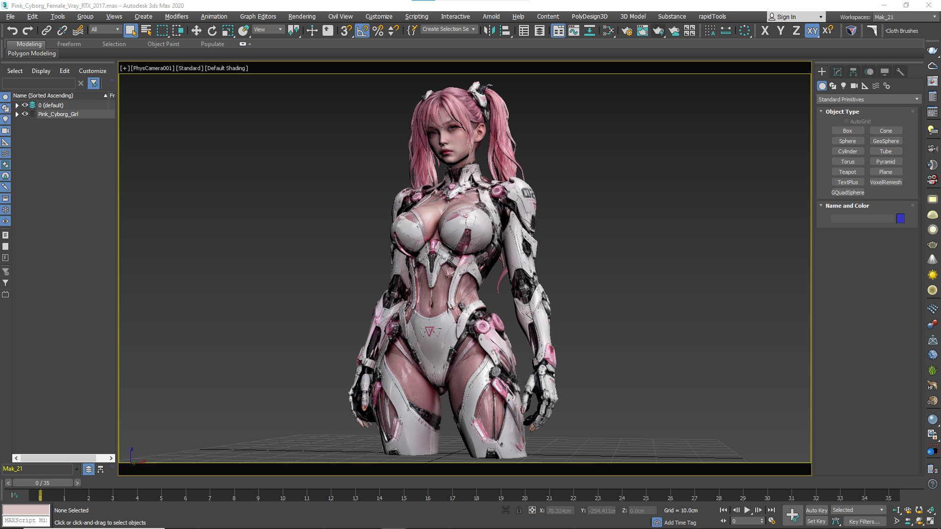 Pink Cyborg Girl High-Detail 3D Model 3D Model