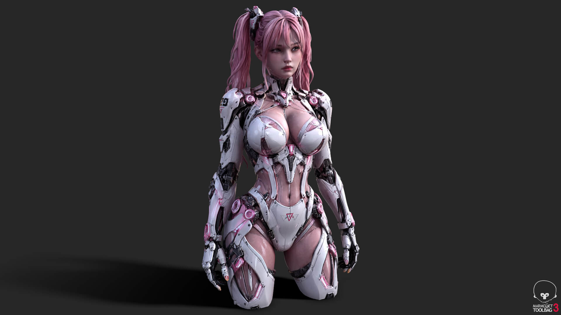 Pink Cyborg Girl High-Detail 3D Model 3D Model