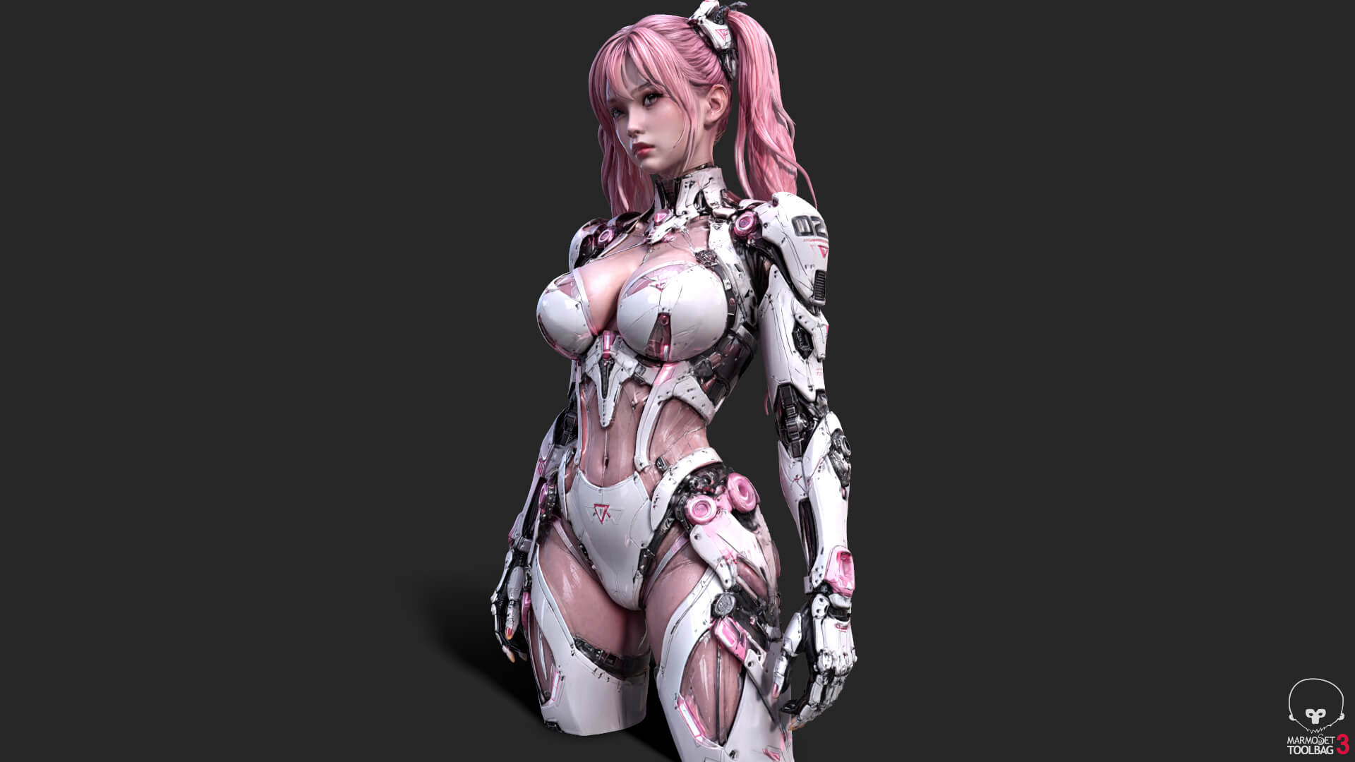 Pink Cyborg Girl High-Detail 3D Model 3D Model