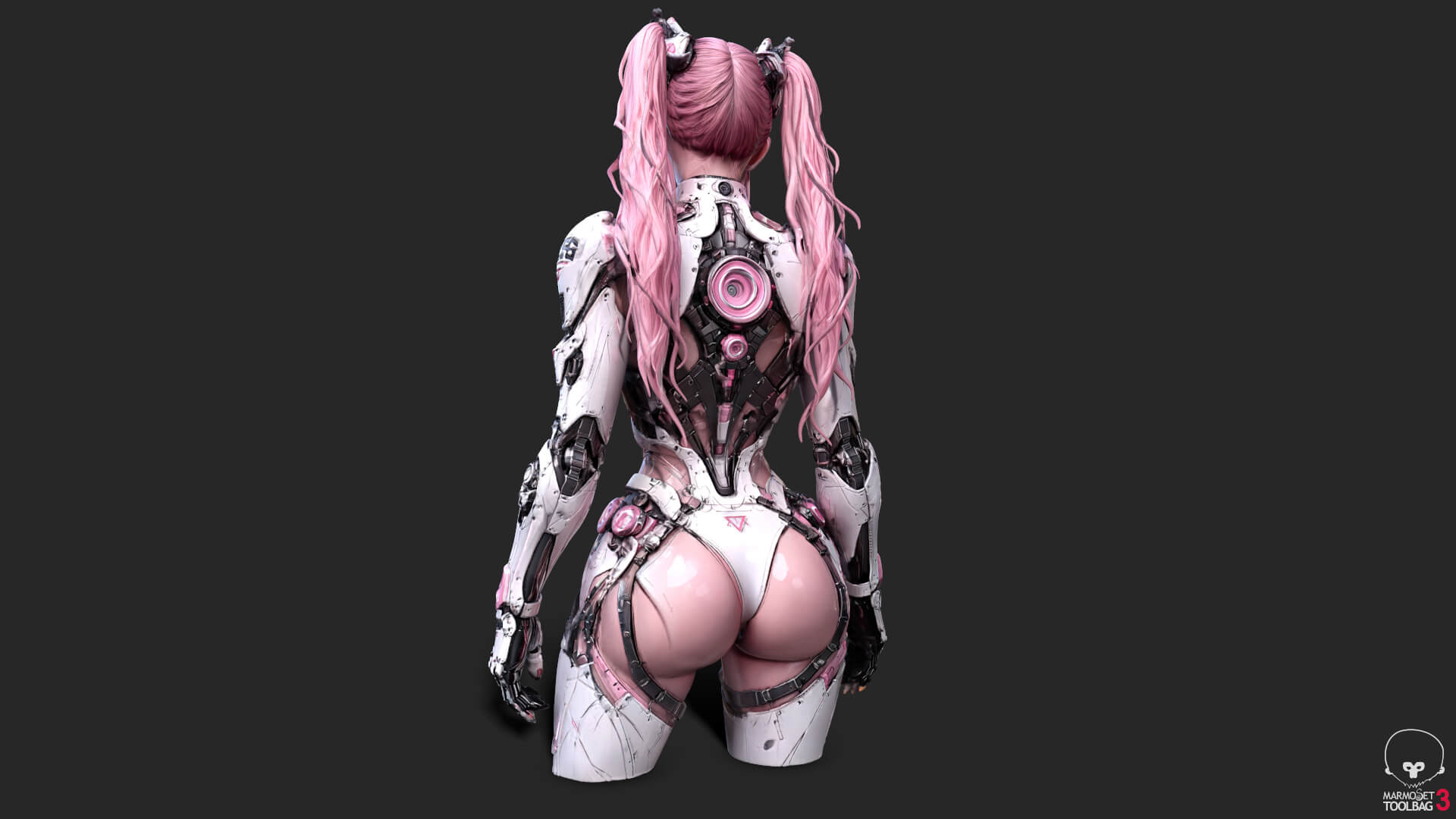 Pink Cyborg Girl High-Detail 3D Model 3D Model