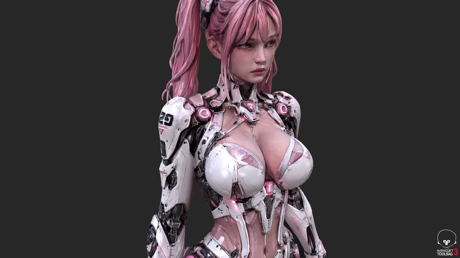 Pink Cyborg Girl High-Detail 3D Model 3D Model