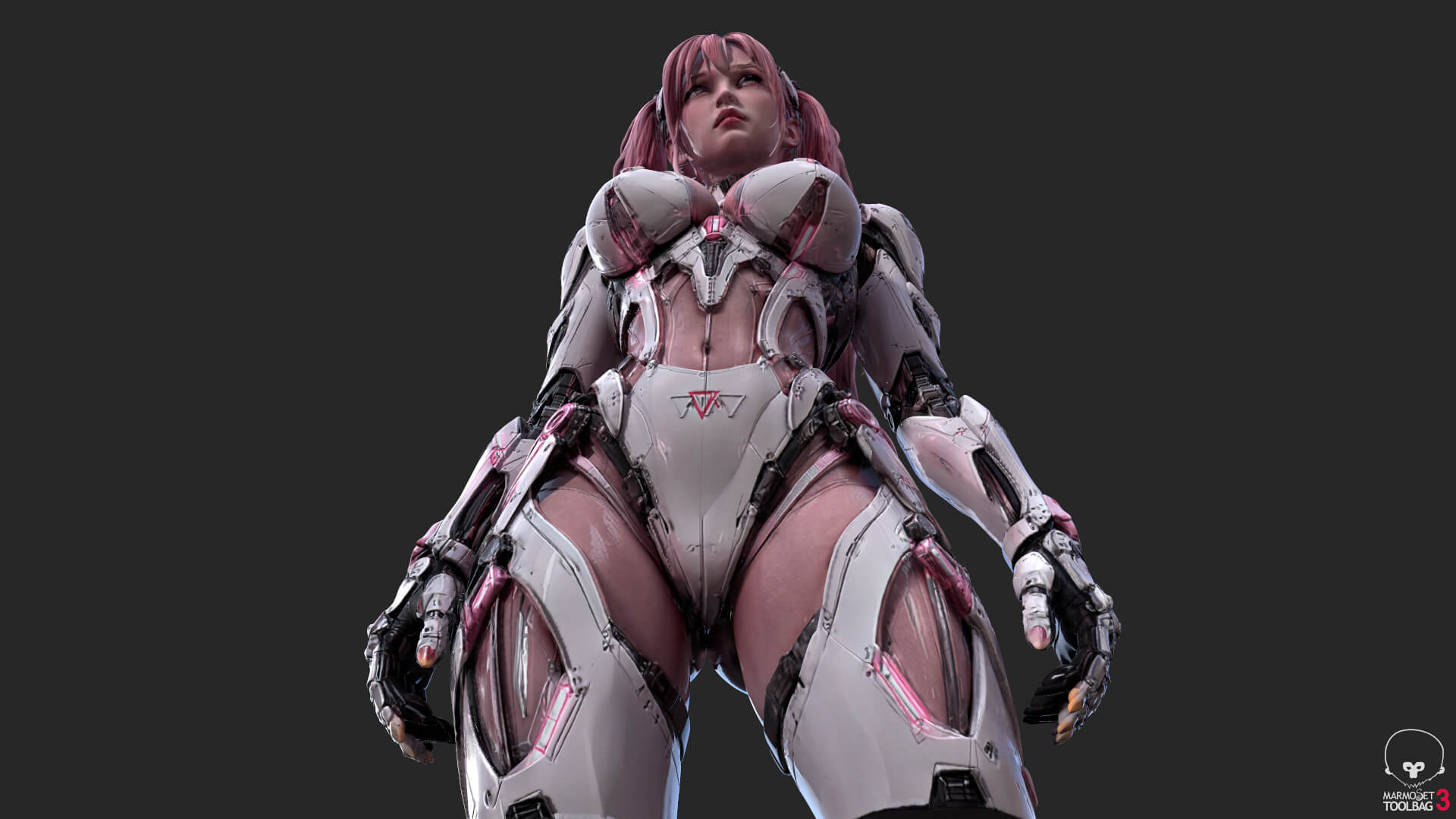 Pink Cyborg Girl High-Detail 3D Model 3D Model