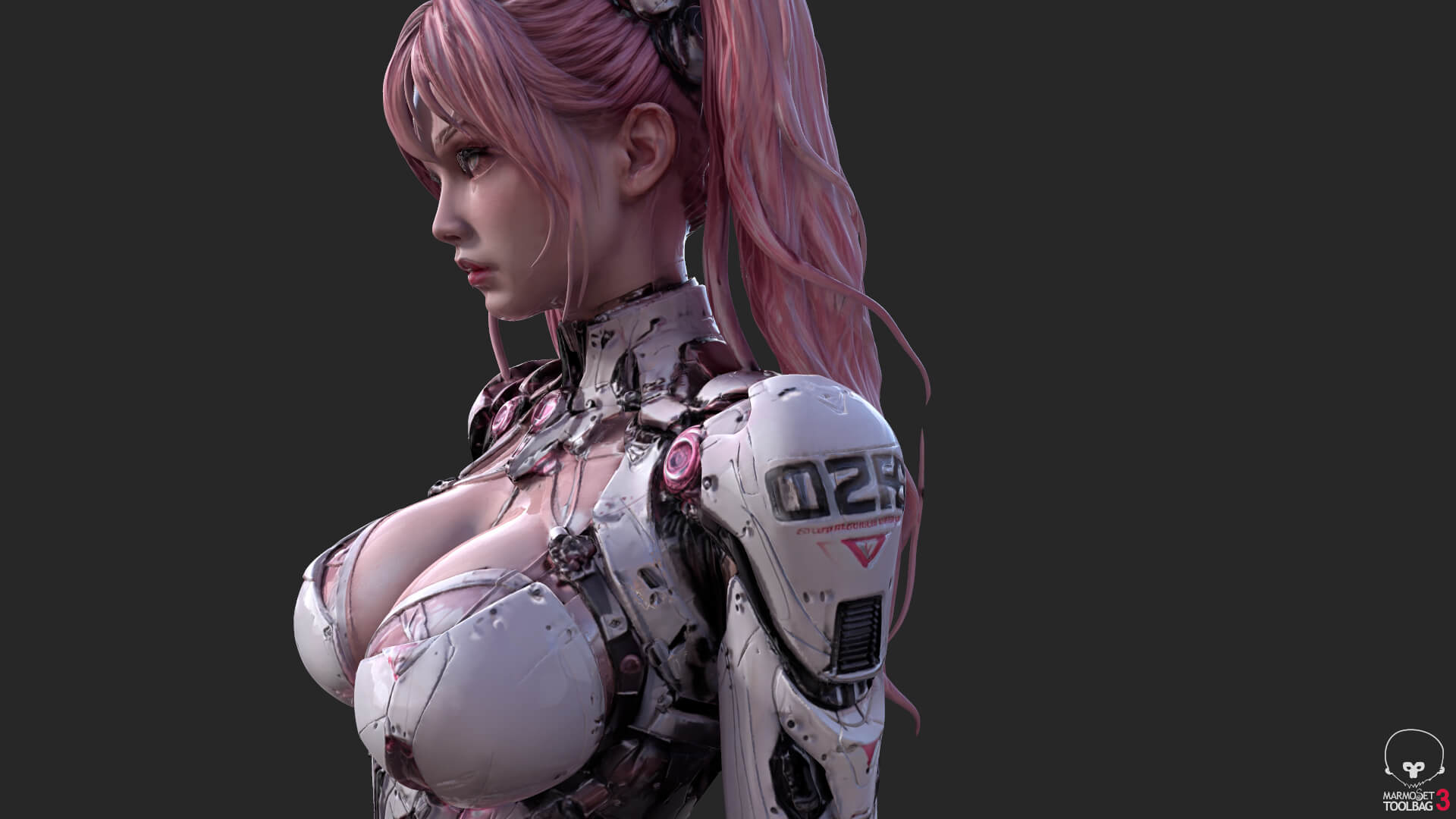 Pink Cyborg Girl High-Detail 3D Model 3D Model