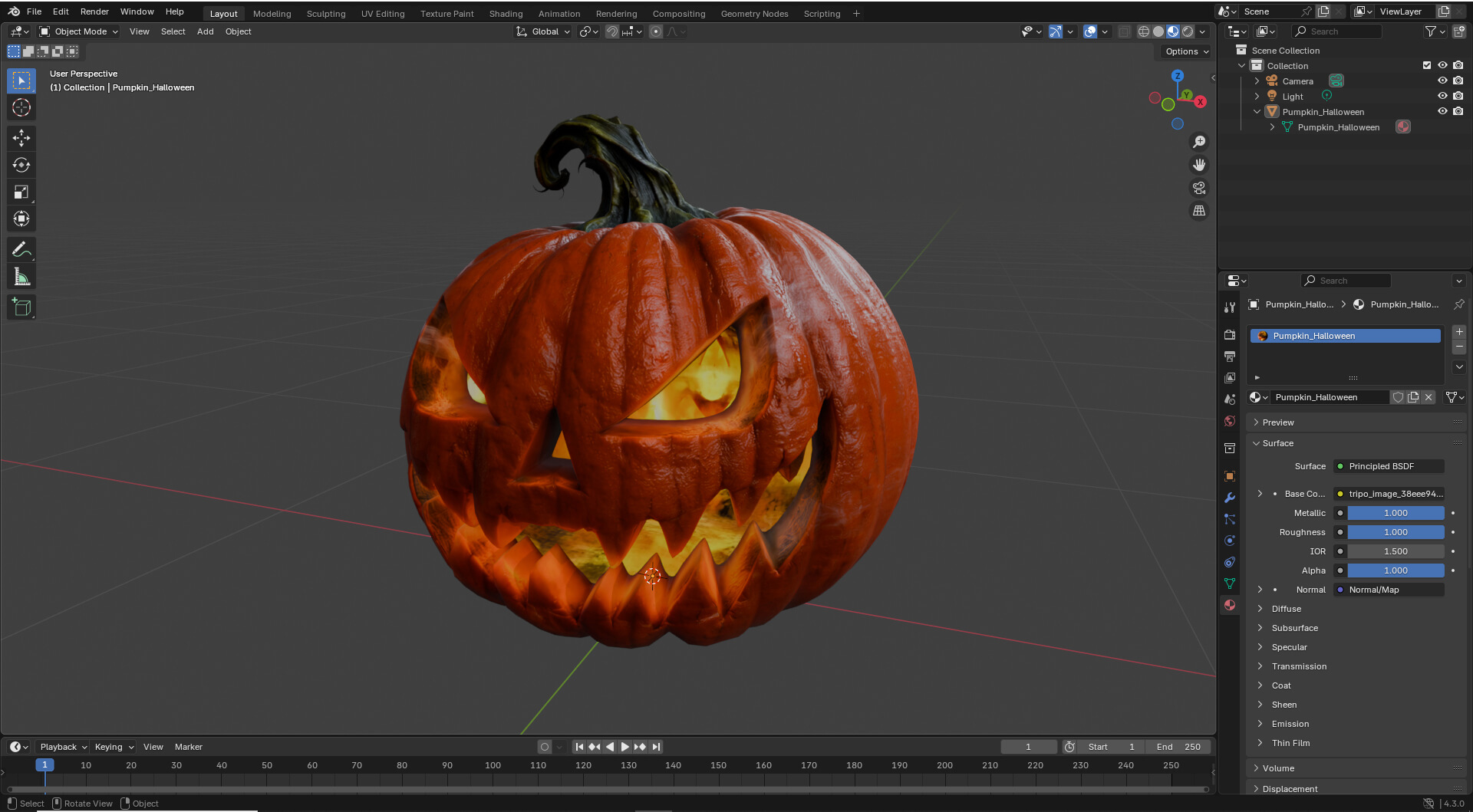 Pumpkin Halloween Low-Poly 3D Model 3D Model