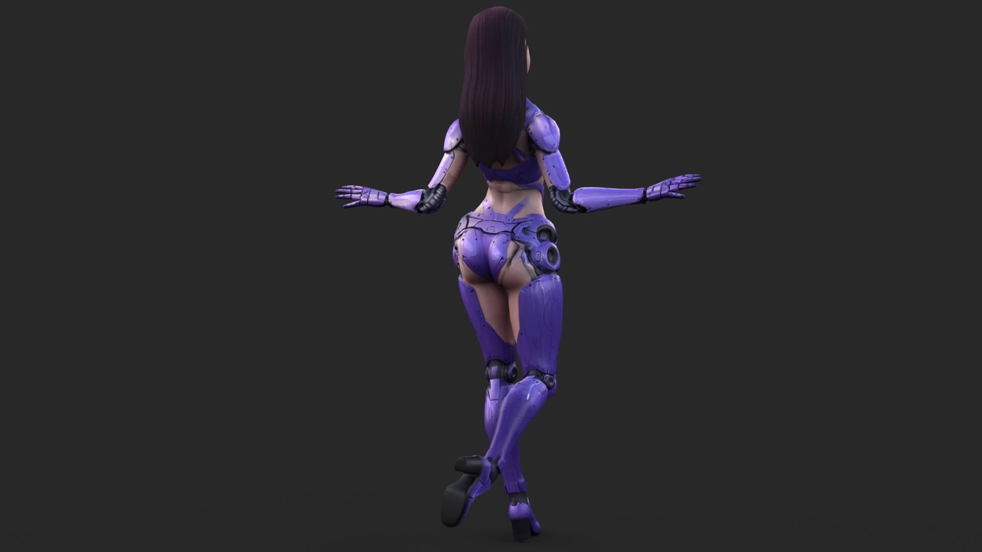 Sci-Fi Purple Armored Girl Low-Poly 3D Model 3D Model