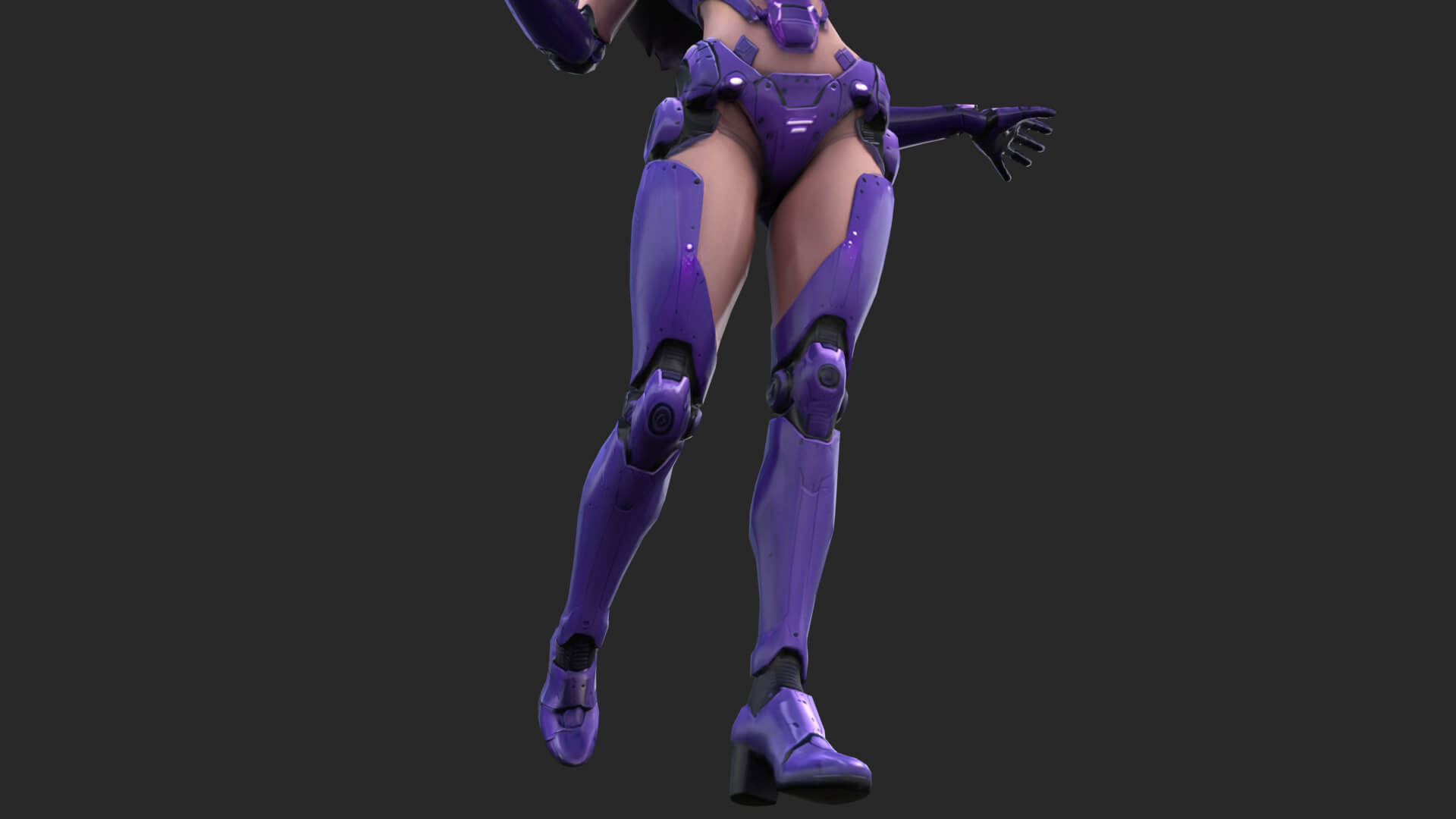 Sci-Fi Purple Armored Girl Low-Poly 3D Model 3D Model