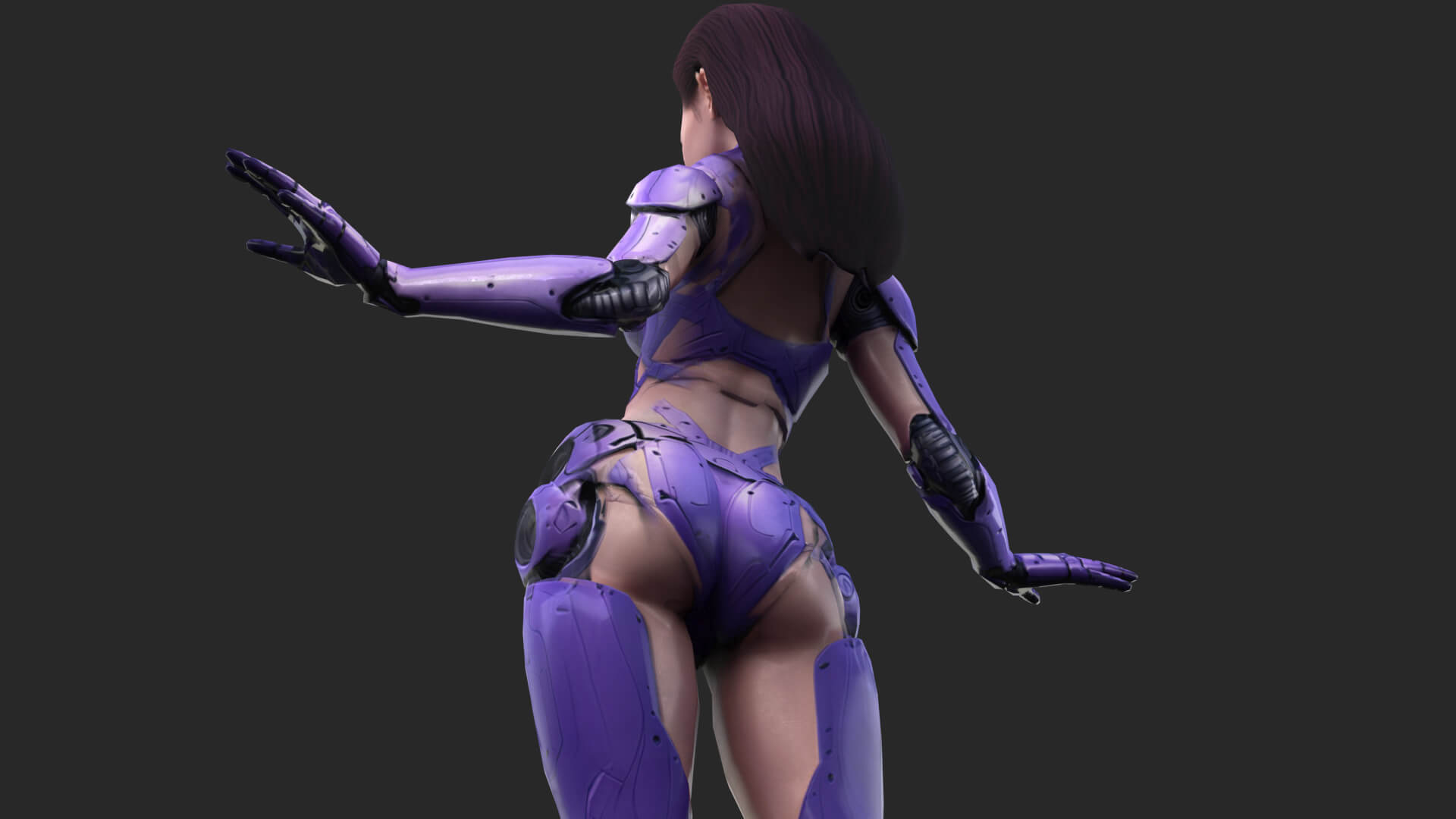 Sci-Fi Purple Armored Girl Low-Poly 3D Model 3D Model