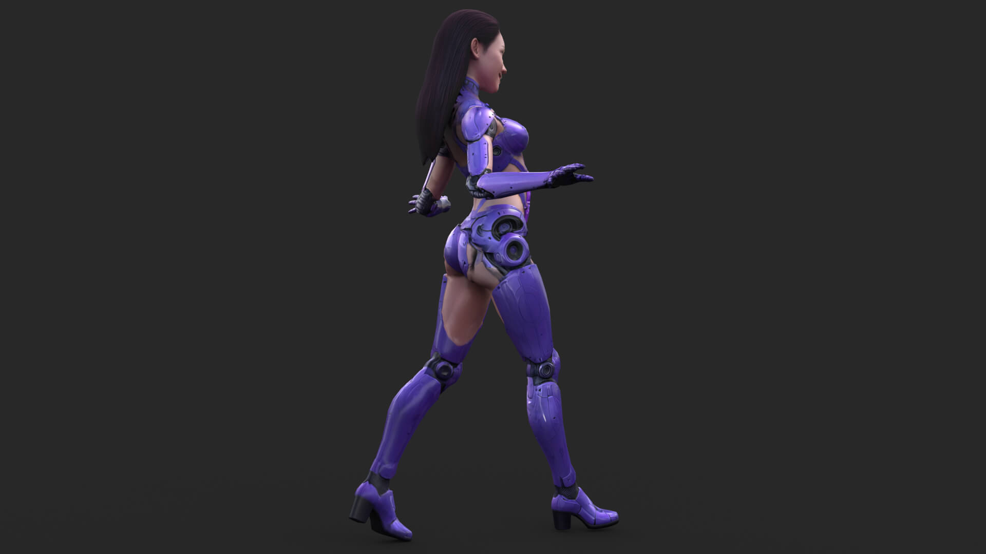 Sci-Fi Purple Armored Girl Low-Poly 3D Model 3D Model