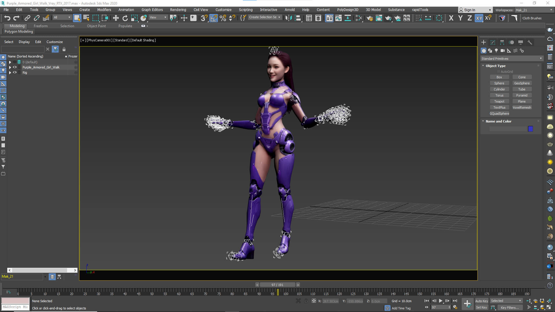 Sci-Fi Purple Armored Girl Low-Poly 3D Model 3D Model