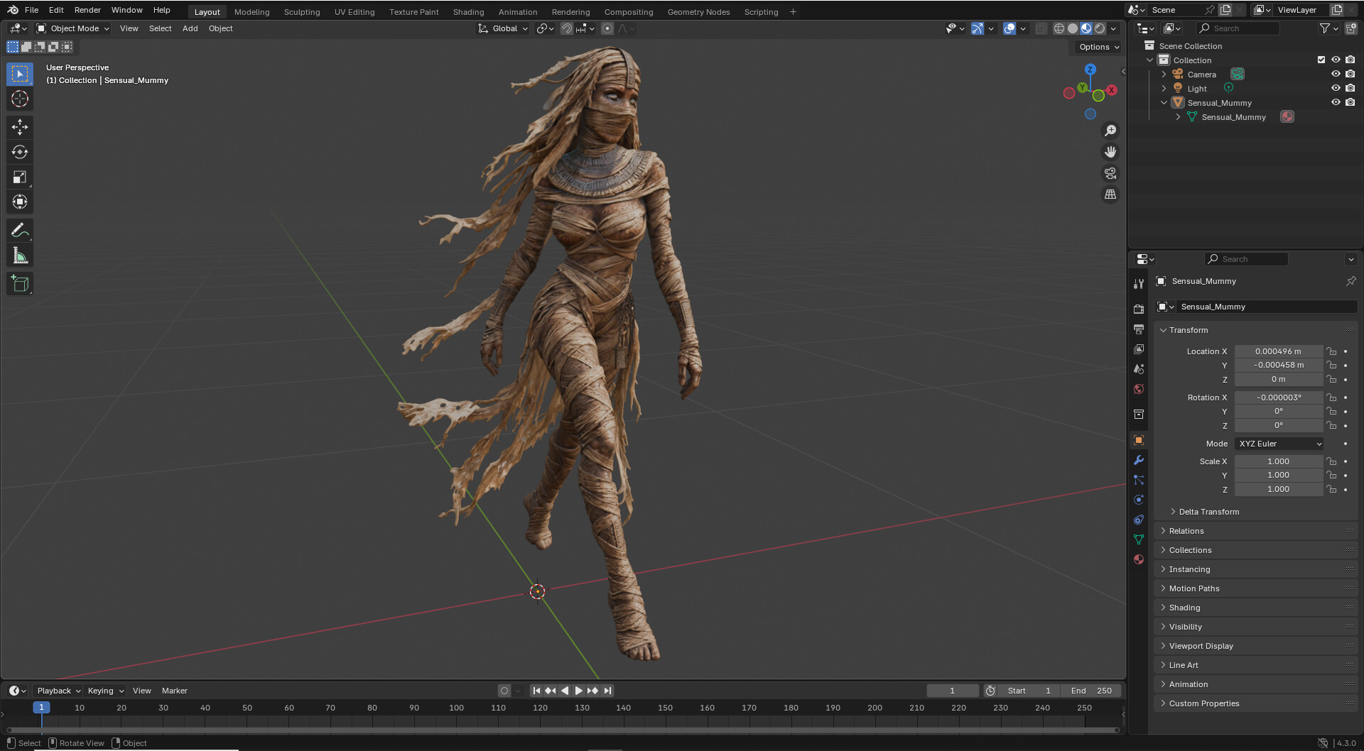 Sensual Mummy High-Detail 3D Model 3D Model