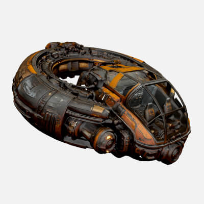Torus Spacecraft Low-Poly 3D Model