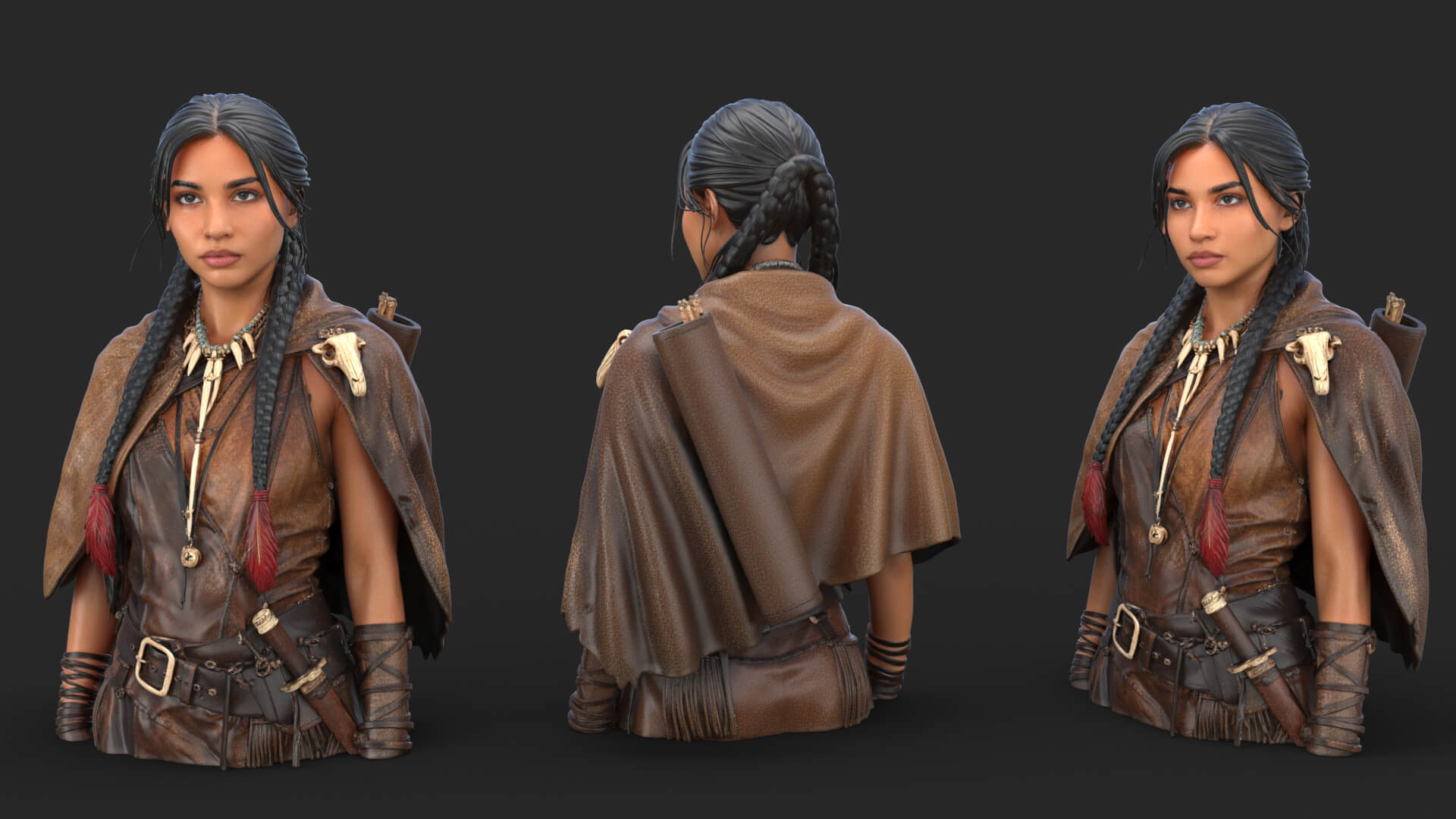 Tribal Girl Warrior High Detail 3D Model 3D Model