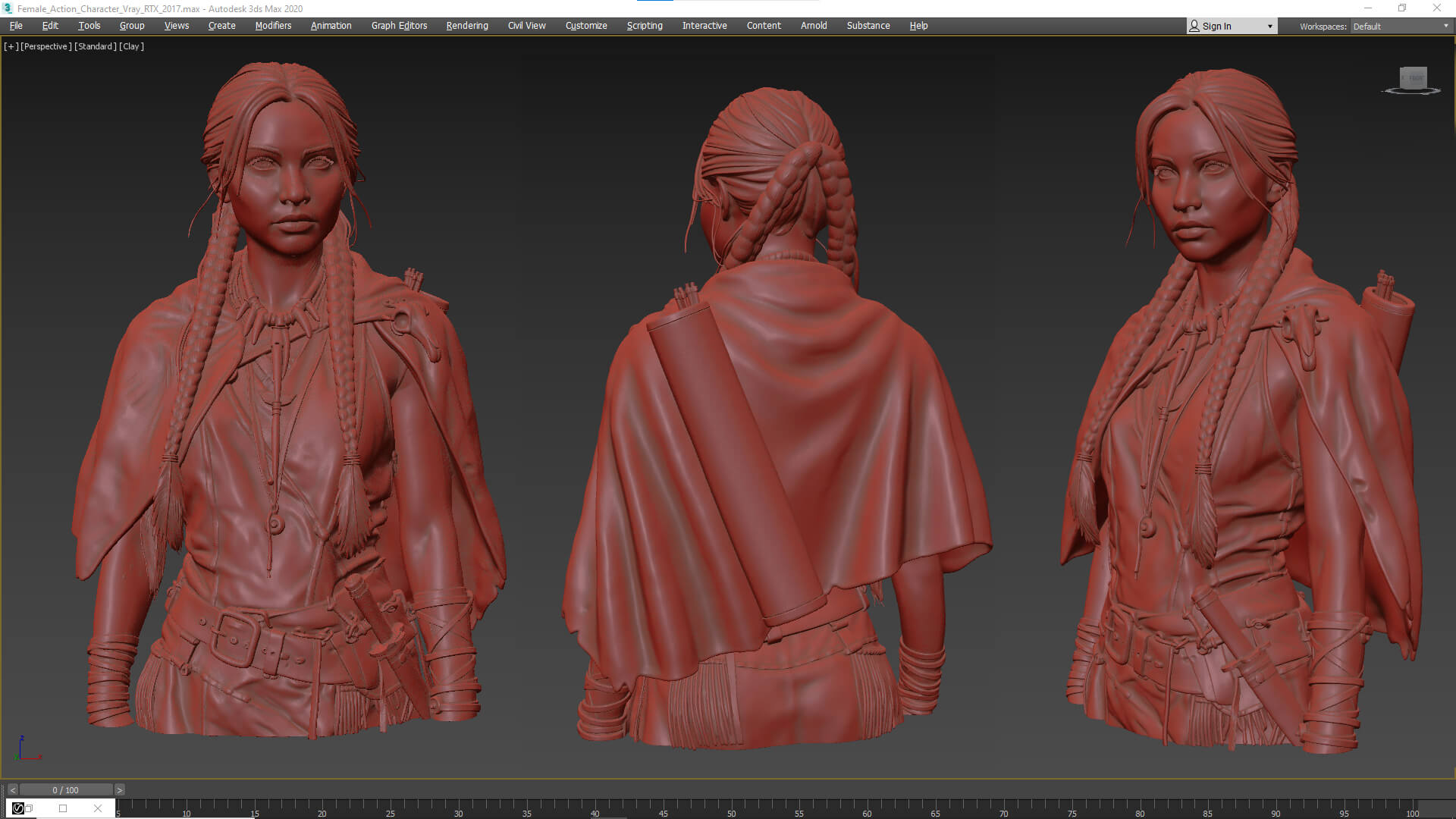Tribal Girl Warrior High Detail 3D Model 3D Model