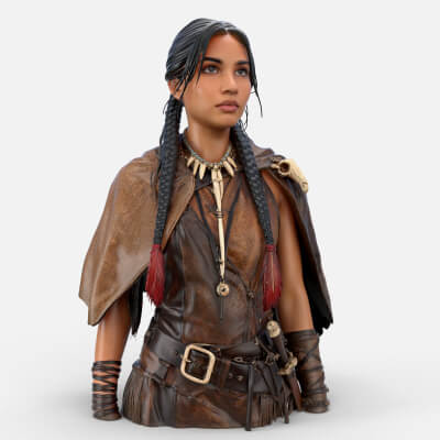 Tribal Girl Warrior High Detail 3D Model