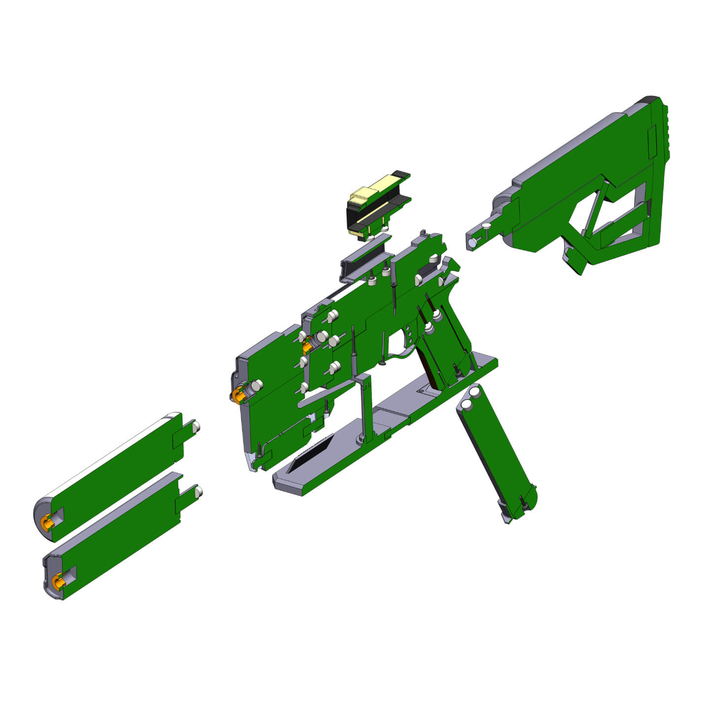 Fallout 10mm Pistol - STL OBJ CAD Bundle - Commercial Use 3D Model