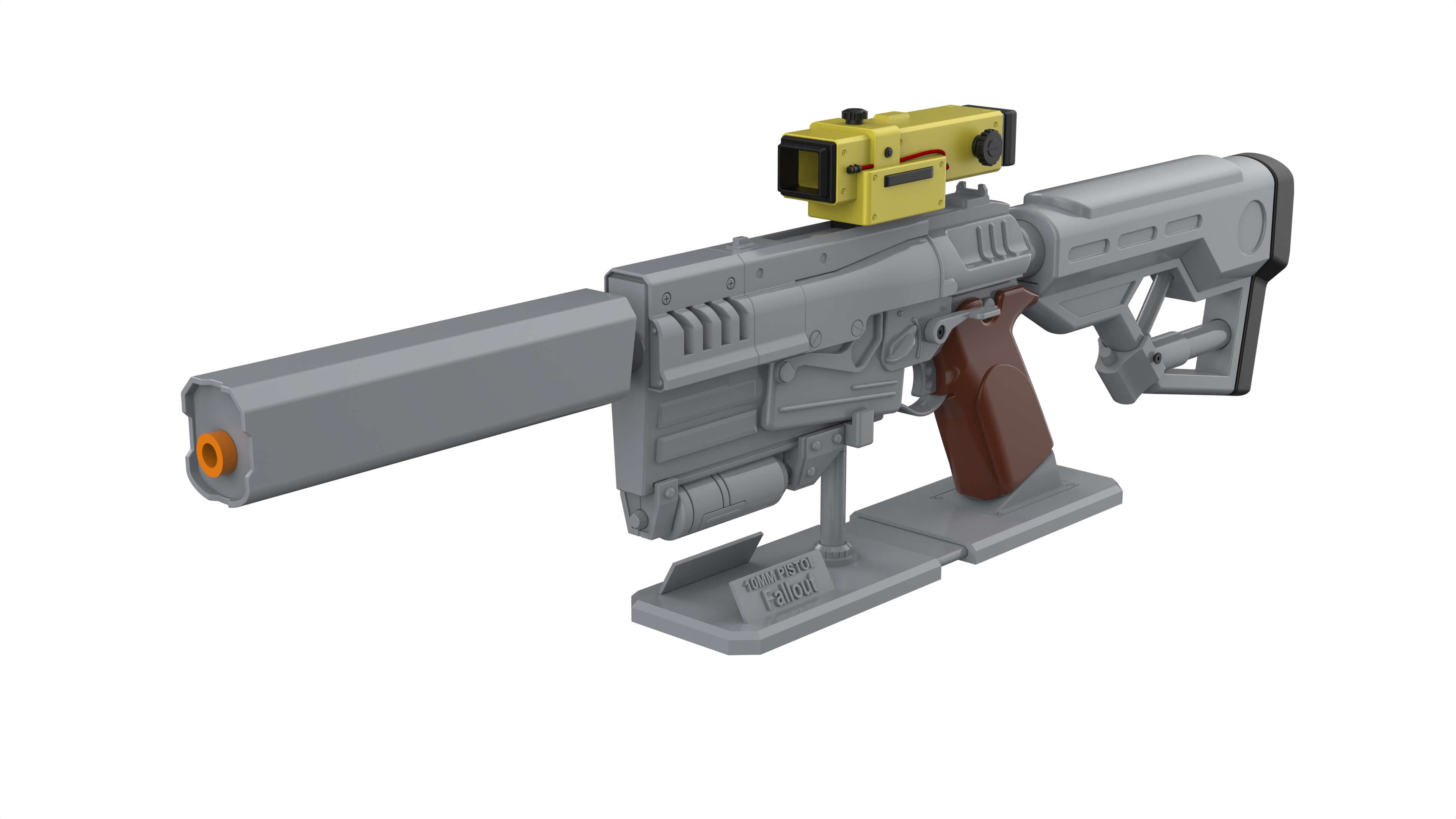 Fallout 10mm Pistol - STL OBJ CAD Bundle - Commercial Use 3D Model