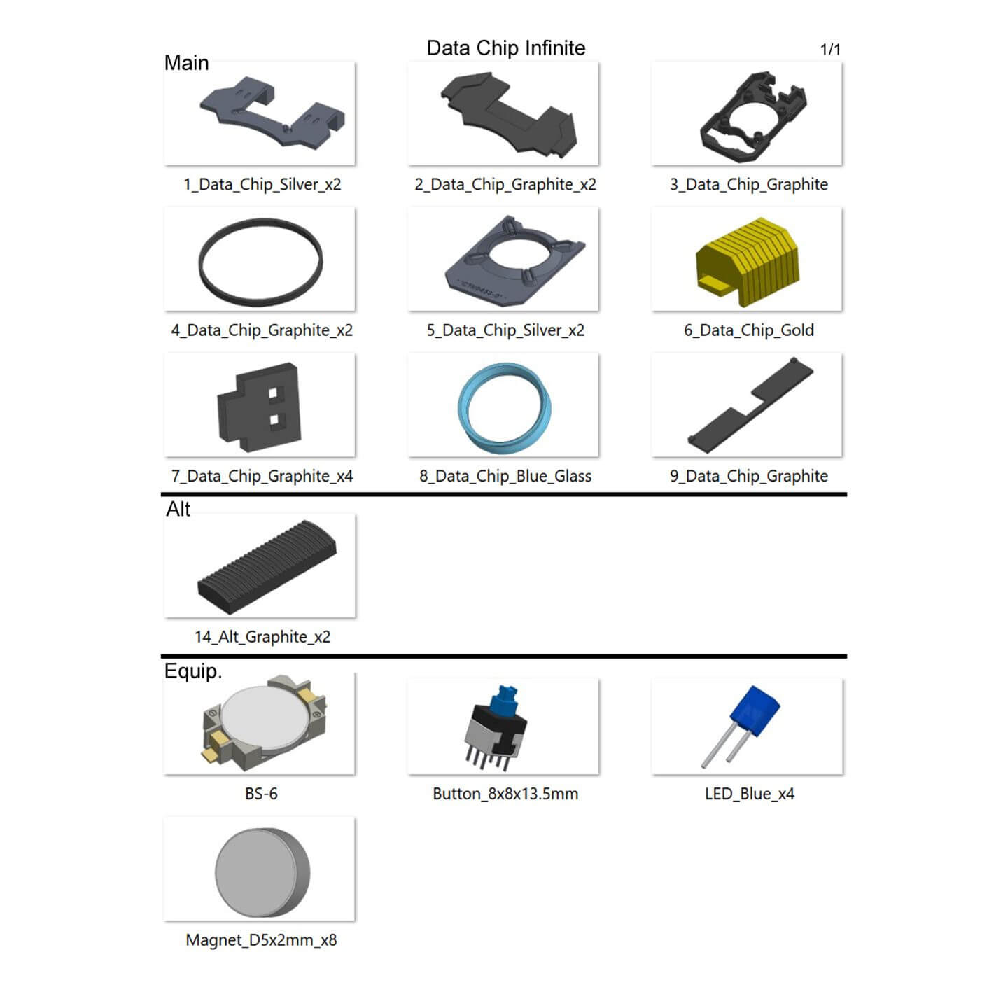 Halo Cortana Data Chip - STL OBJ CAD Bundle - Commercial Use 3D Model