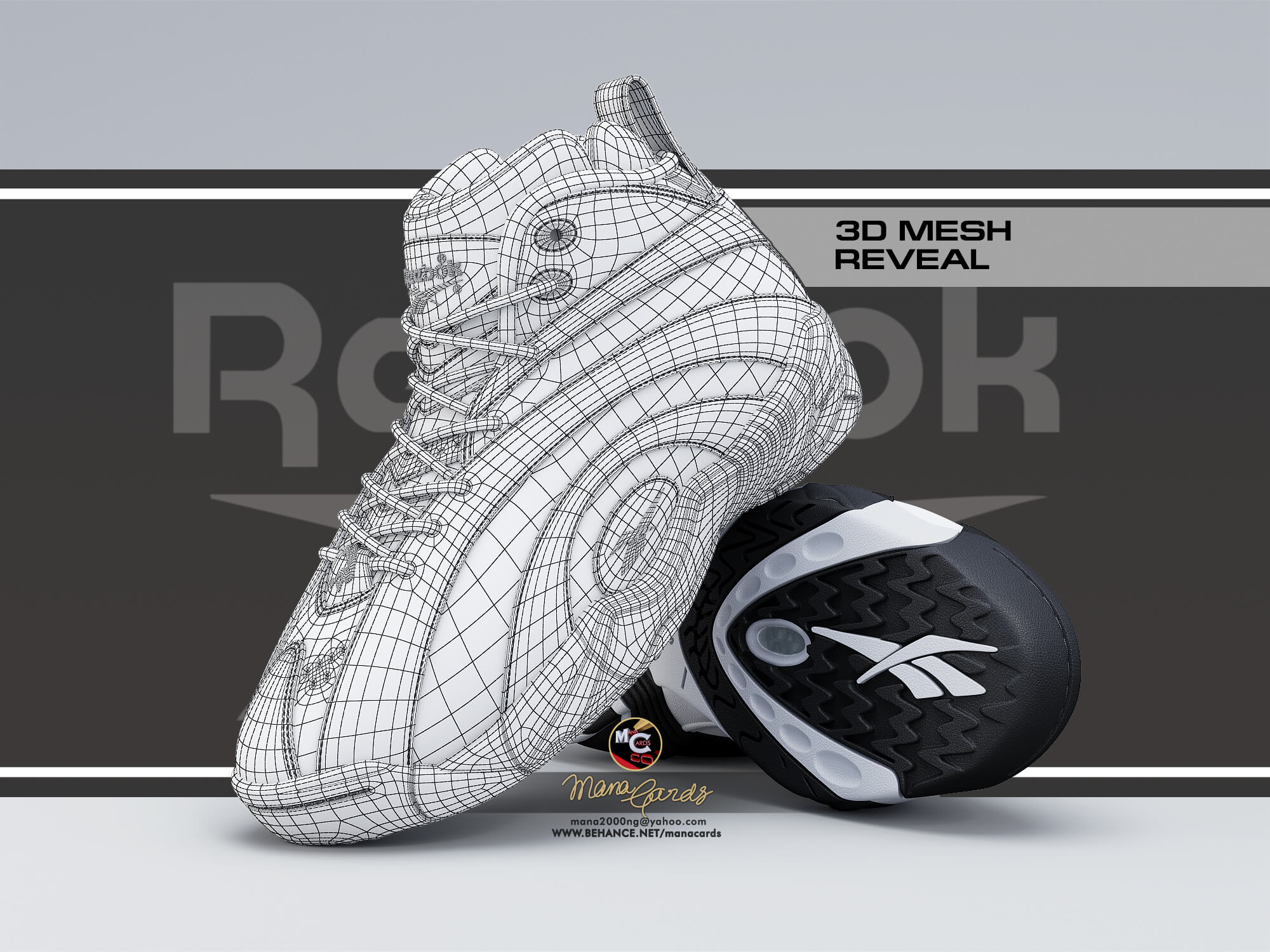 3D Sneakers viz_Reebok Shaqnosis 3D Render, Digital Artwork by manacards