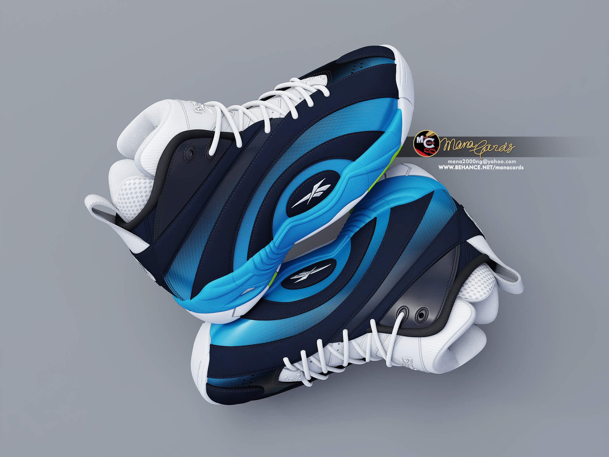 3D Sneakers viz_Reebok Shaqnosis 3D Render, Digital Artwork by manacards