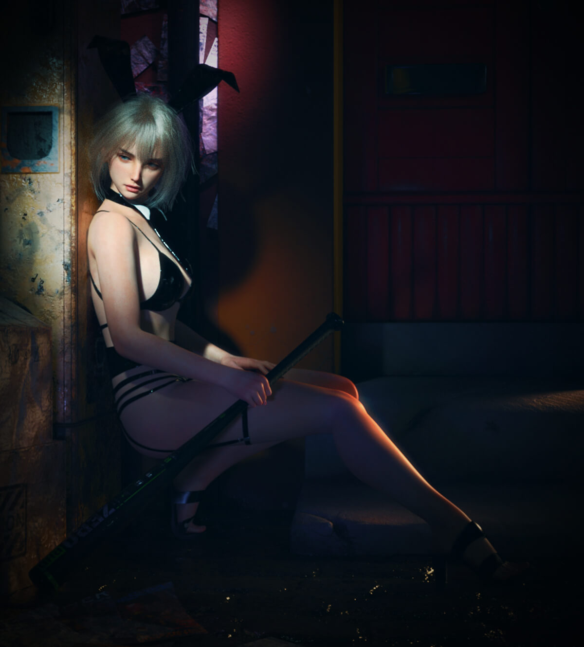 Bunny in Hiding 3D Render, Digital Artwork by mangres