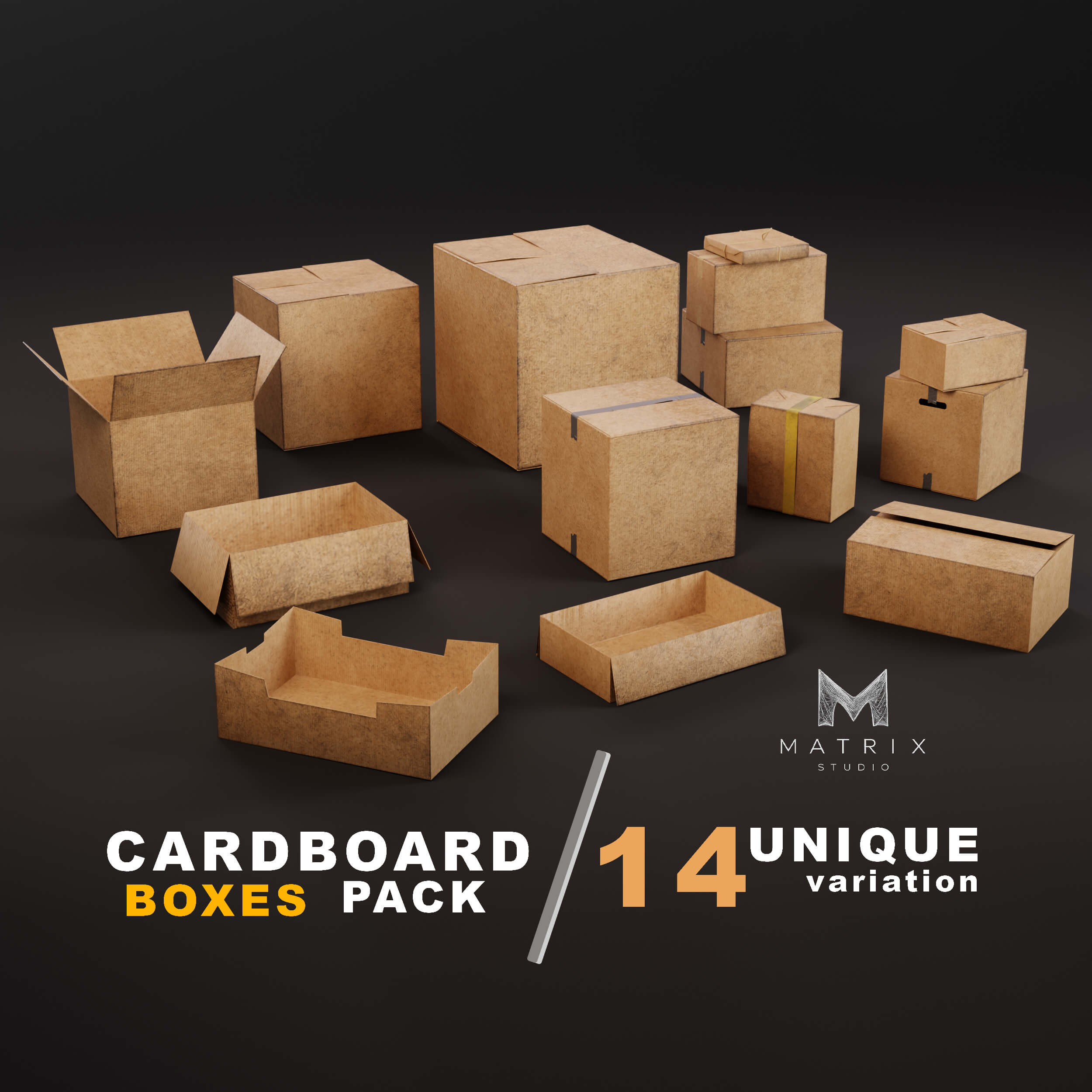 Different Cardboard Box 3D Model