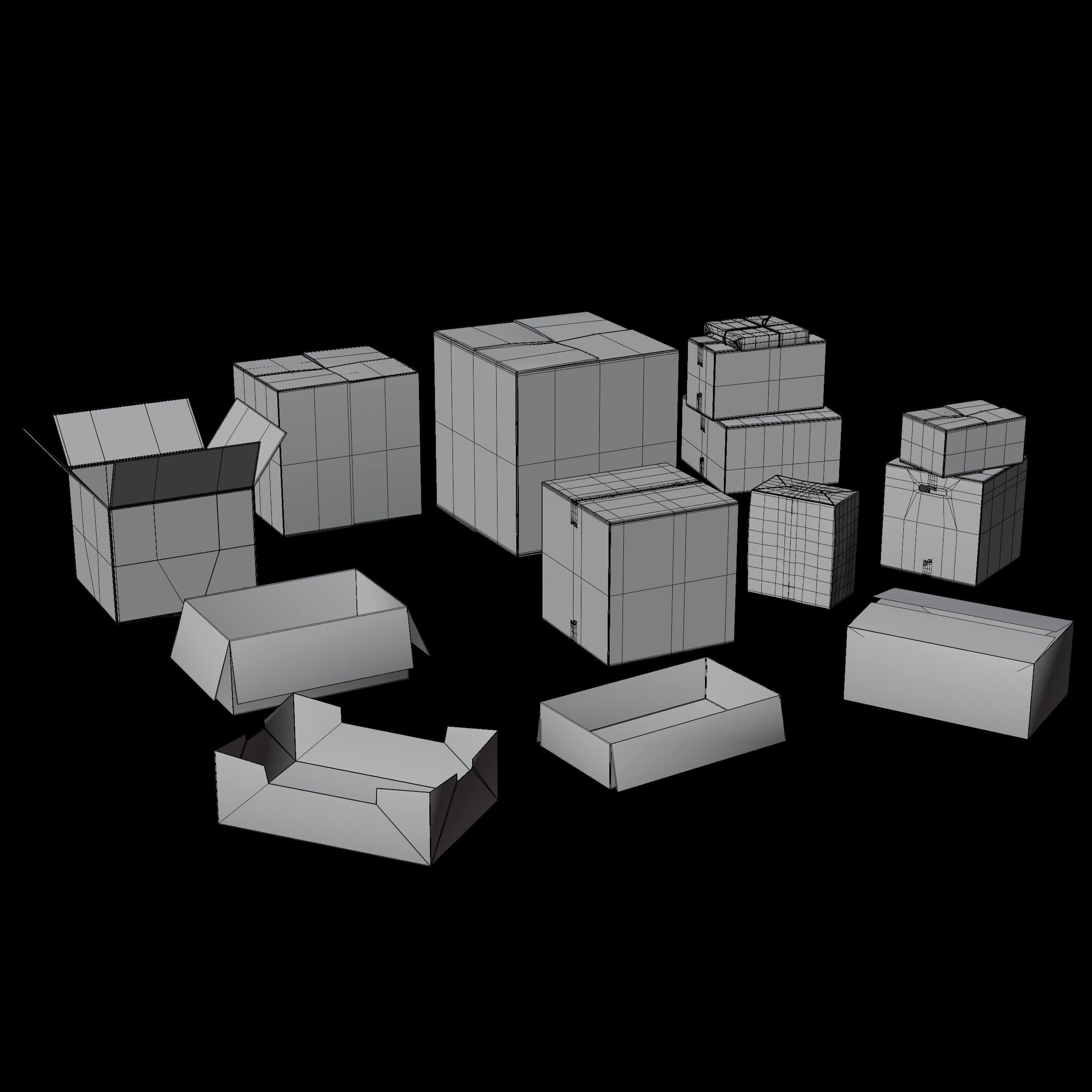 Different Cardboard Box 3D Model