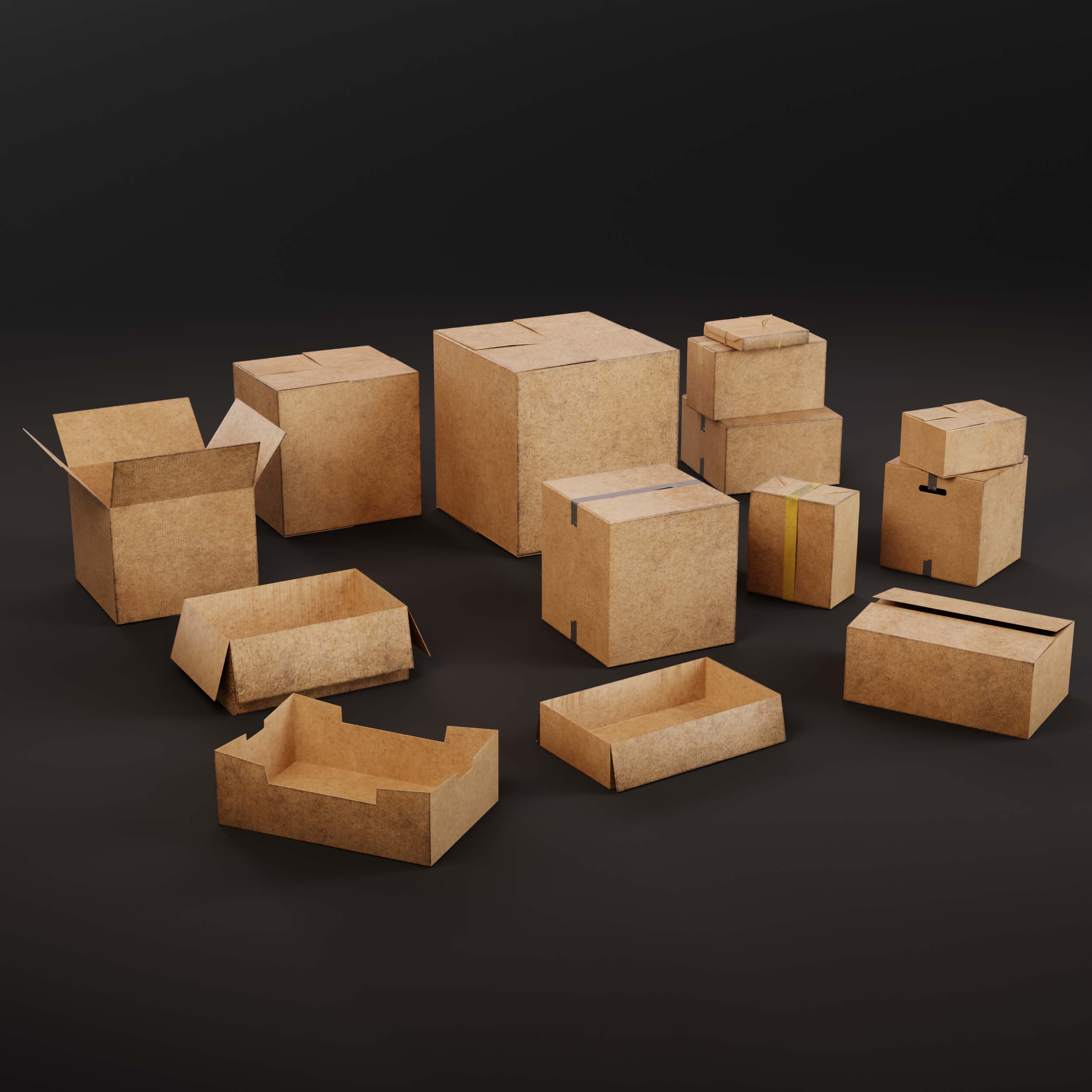 Different Cardboard Box 3D Model