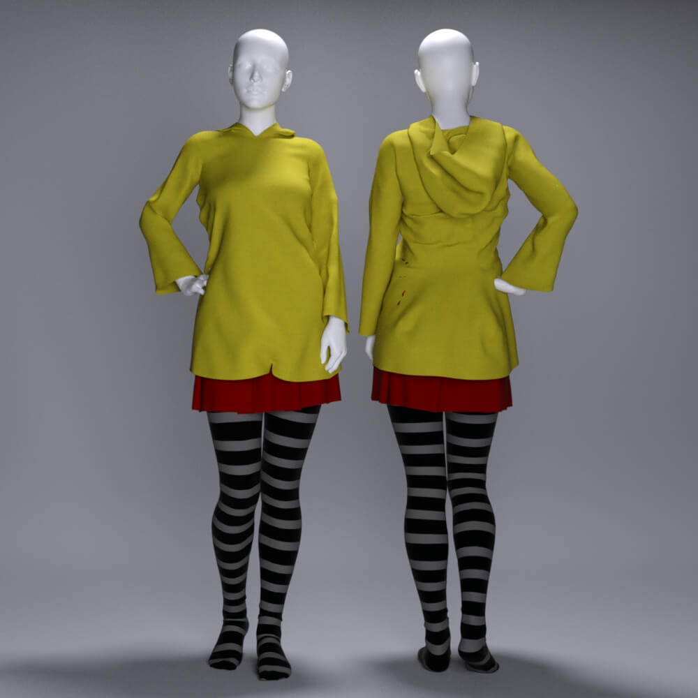 MS Halloween Costume Coraline Outfit G8F and G9 Daz Content