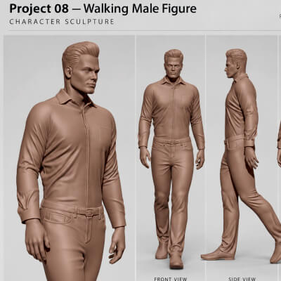 Walking Male Figure - Realistic 3d Printable Character
