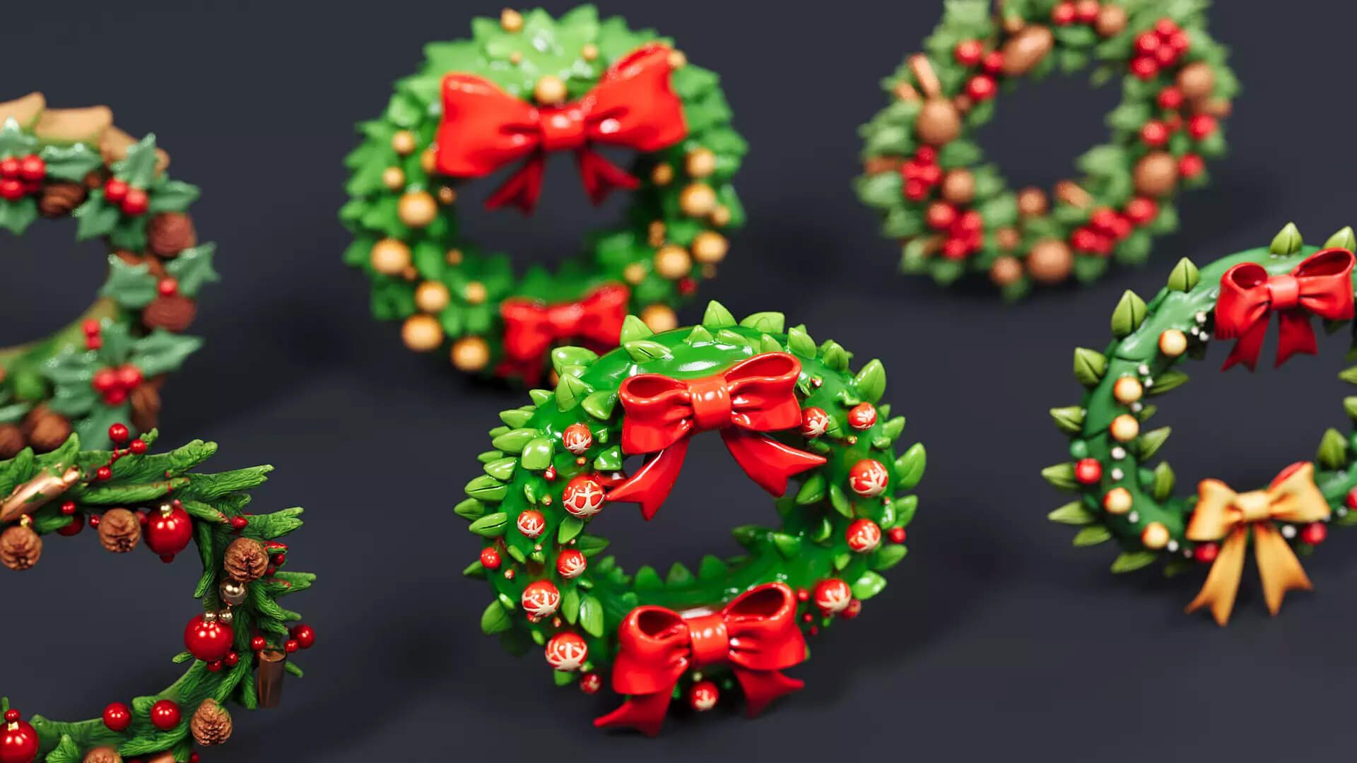 Christmas decoration wreath garland 3D Model