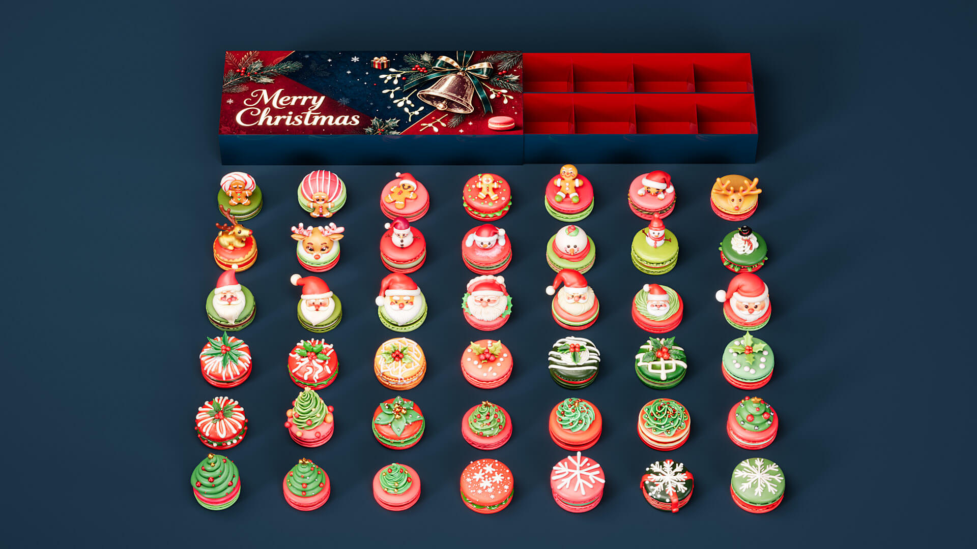 Christmas style macaron 3D Model