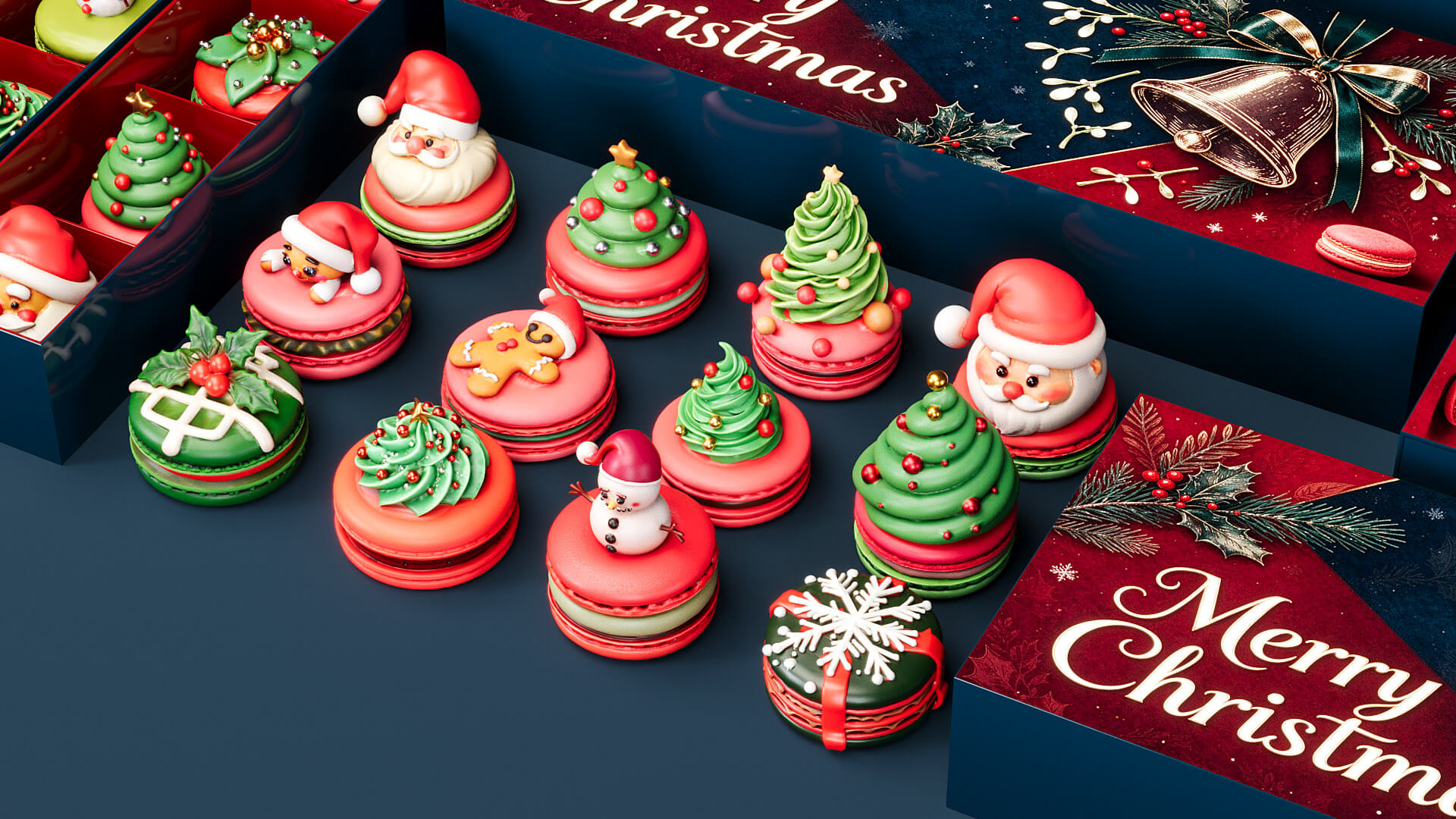 Christmas style macaron 3D Model