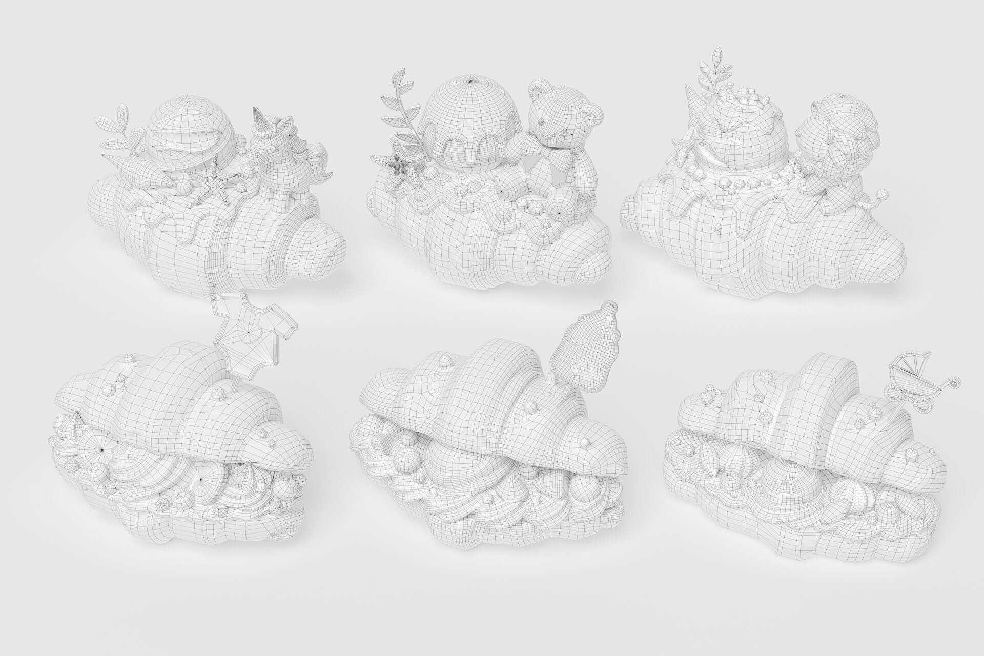 Gold Series Birth Gift Croissant Bread 3D Model