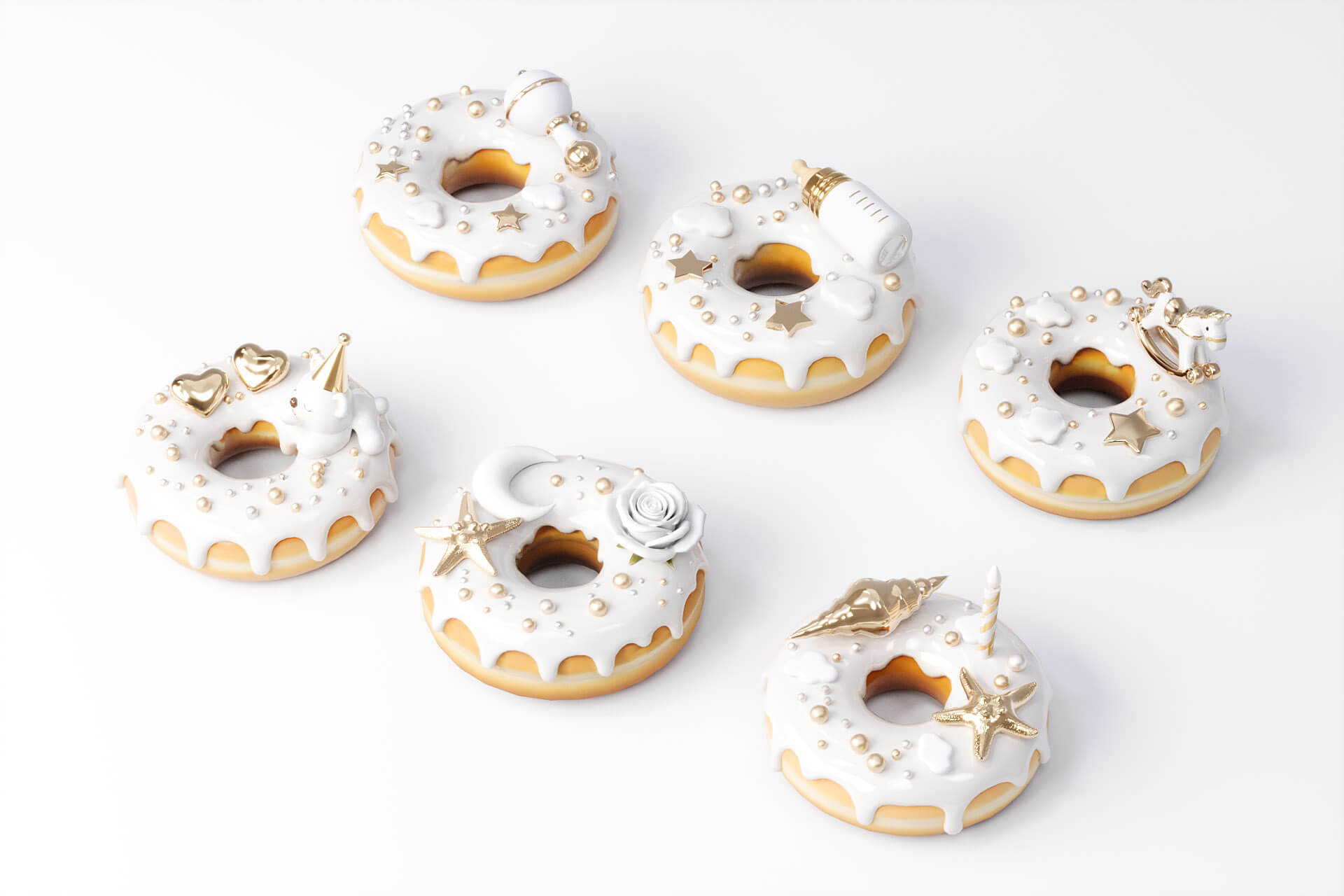 Gold Series Birth Gift Donut Bread 3D Model