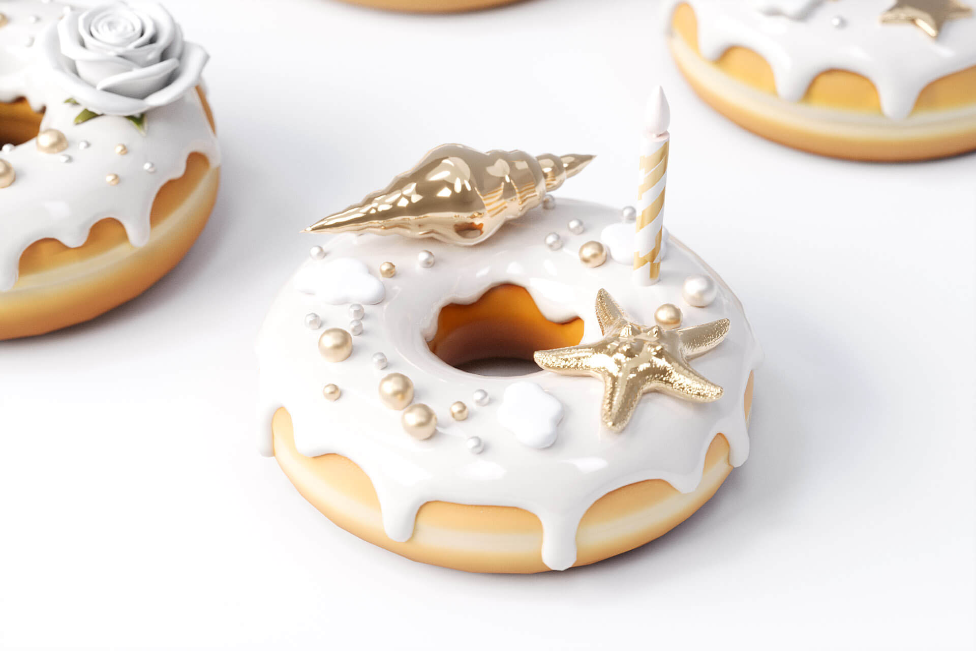 Gold Series Birth Gift Donut Bread 3D Model