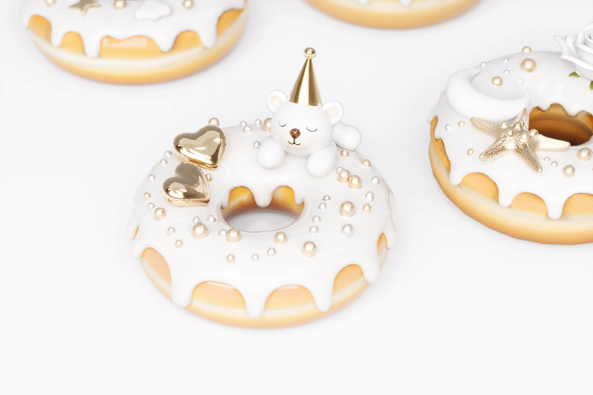 Gold Series Birth Gift Donut Bread 3D Model