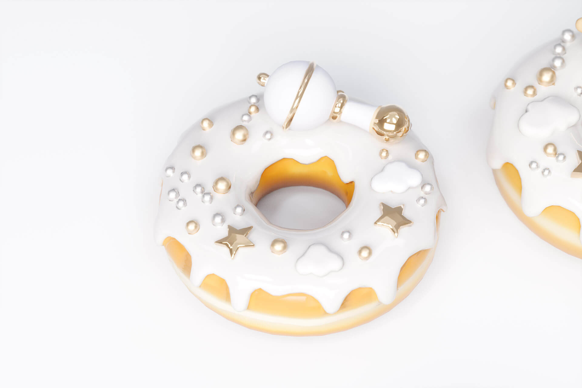 Gold Series Birth Gift Donut Bread 3D Model
