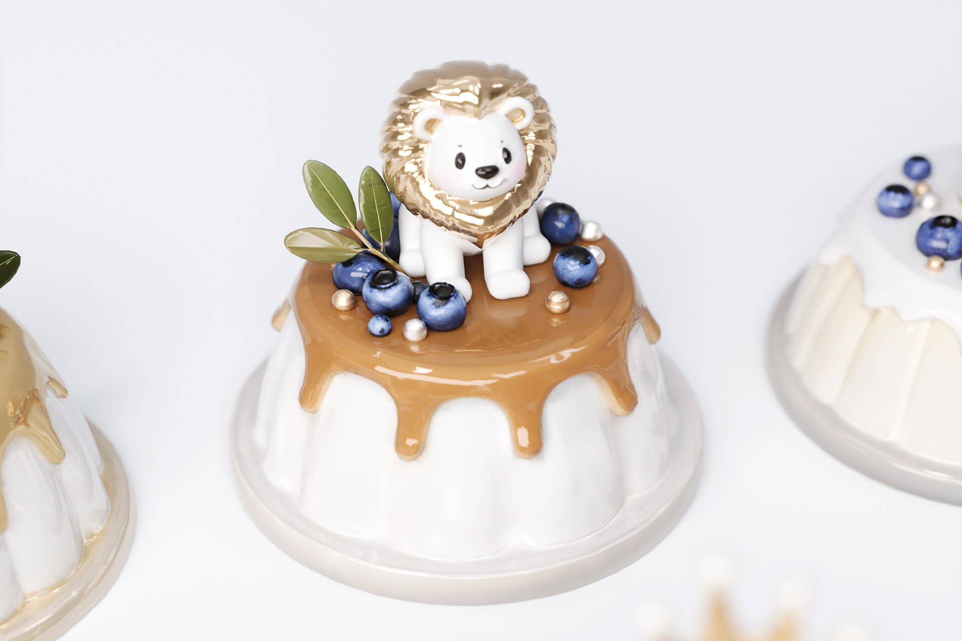 Gold Series Birth Gift Jelly Pudding Cake 3D Model