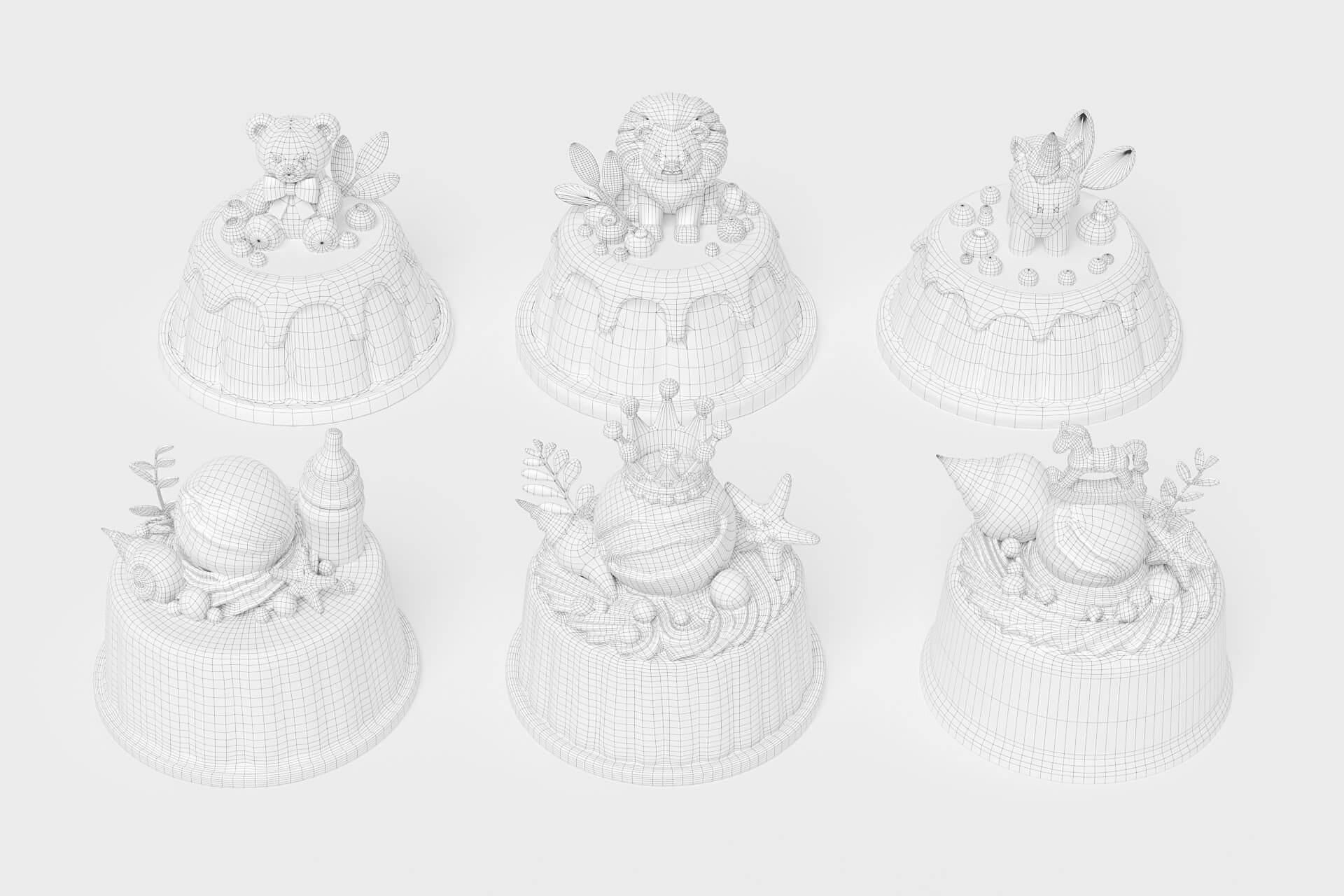 Gold Series Birth Gift Jelly Pudding Cake 3D Model