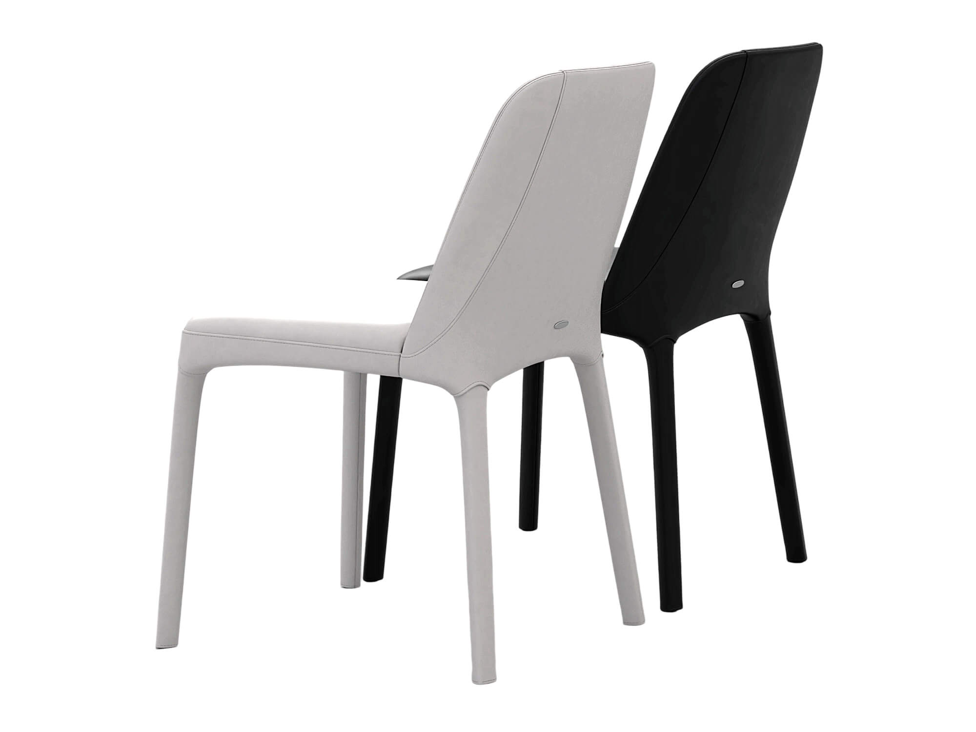 Black and White Modern Upholstered Dining Chairs Set 3D Model