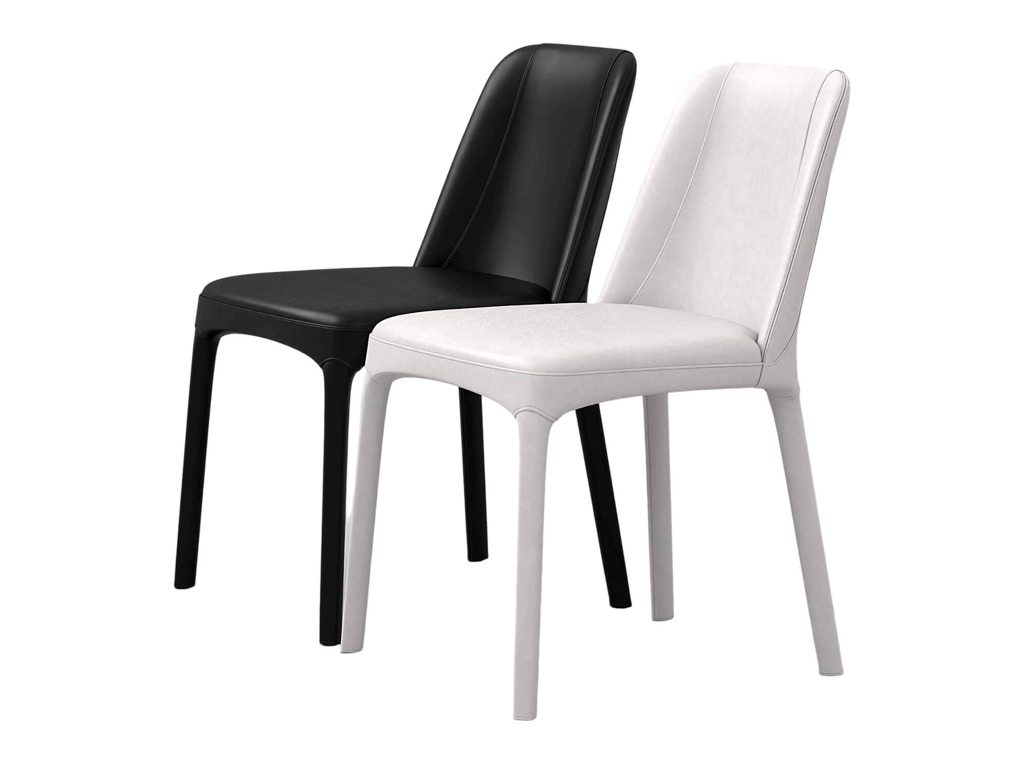 Black and White Modern Upholstered Dining Chairs Set 3D Model