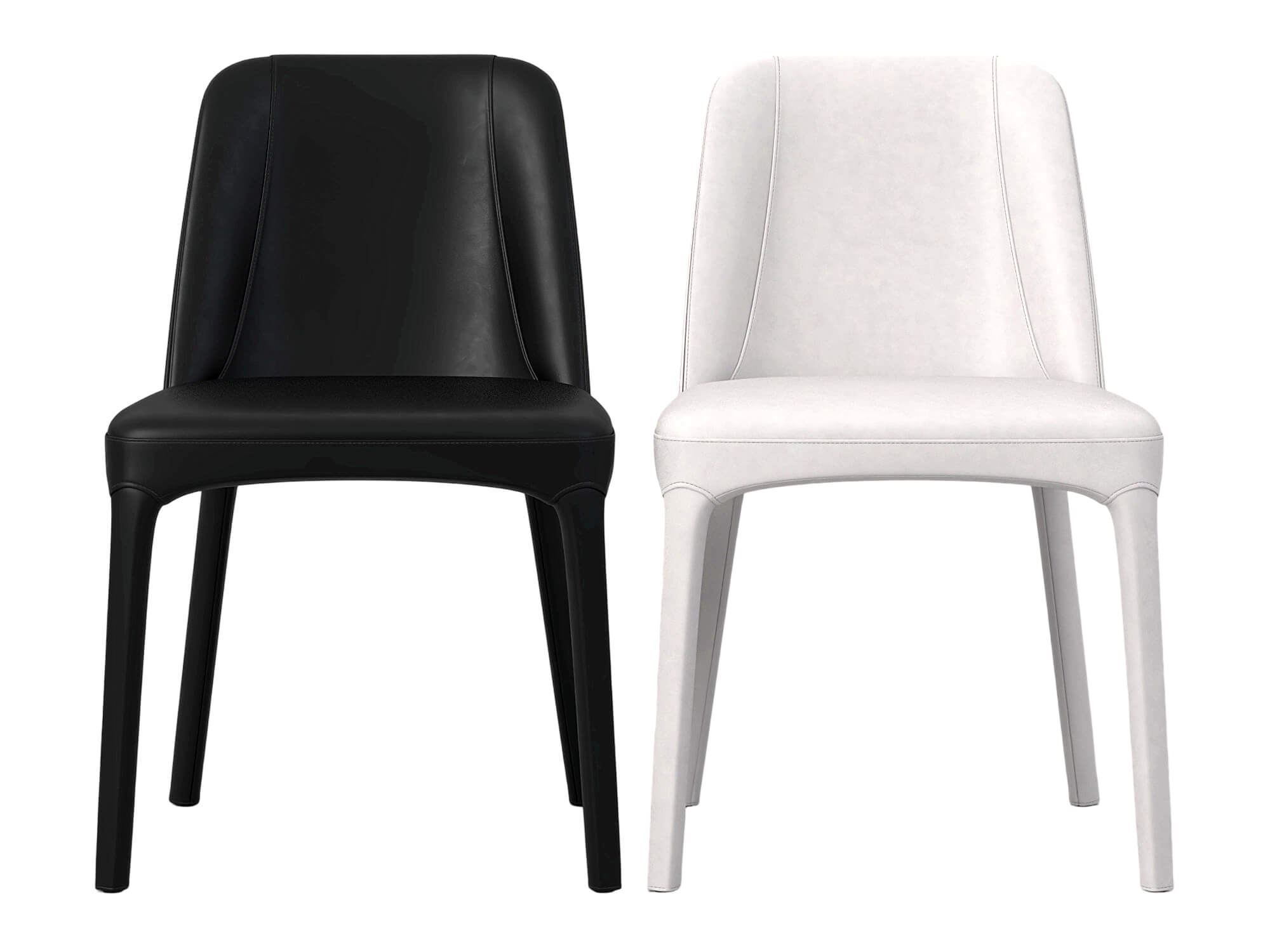 Black and White Modern Upholstered Dining Chairs Set 3D Model