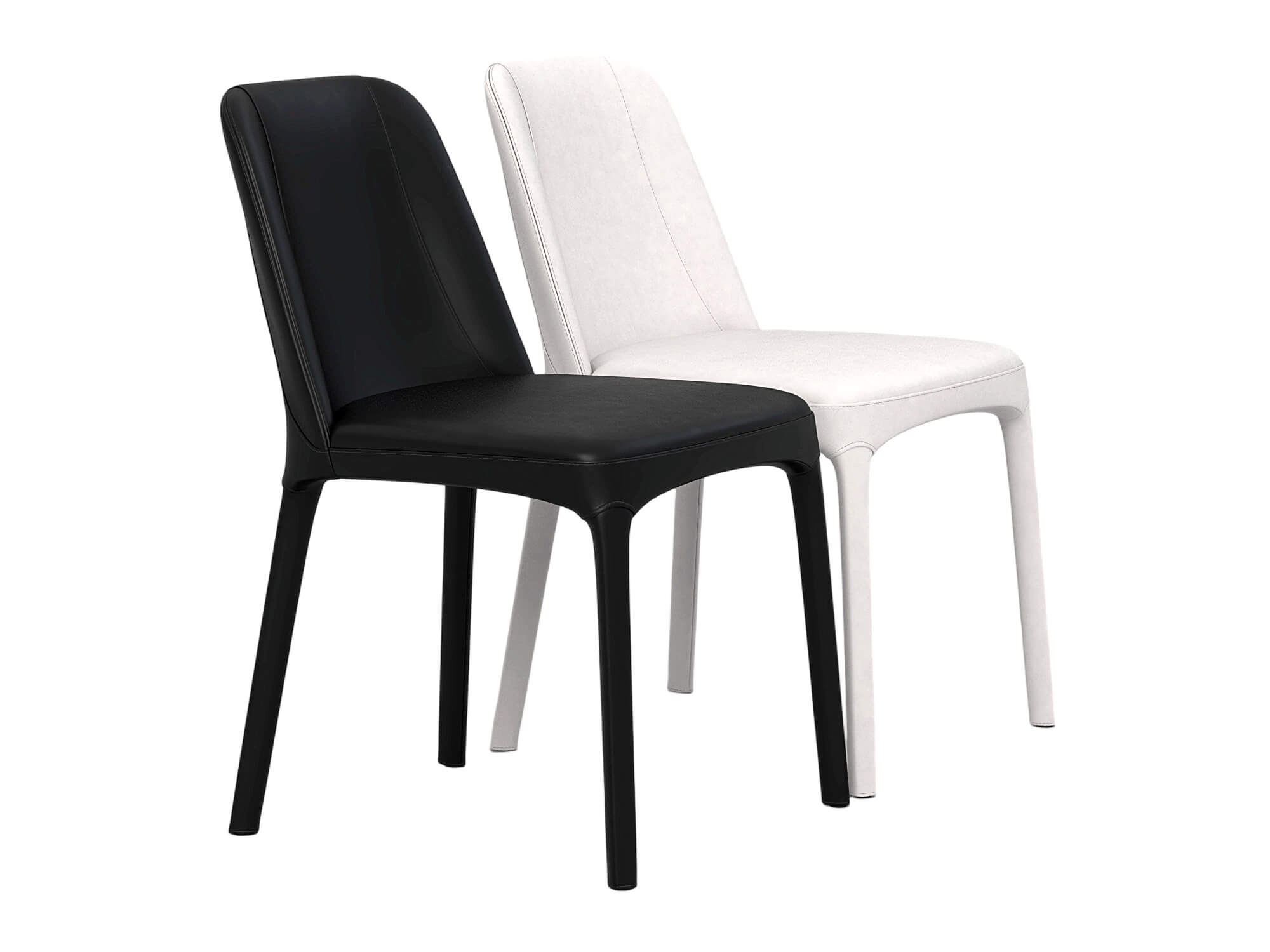 Black and White Modern Upholstered Dining Chairs Set 3D Model