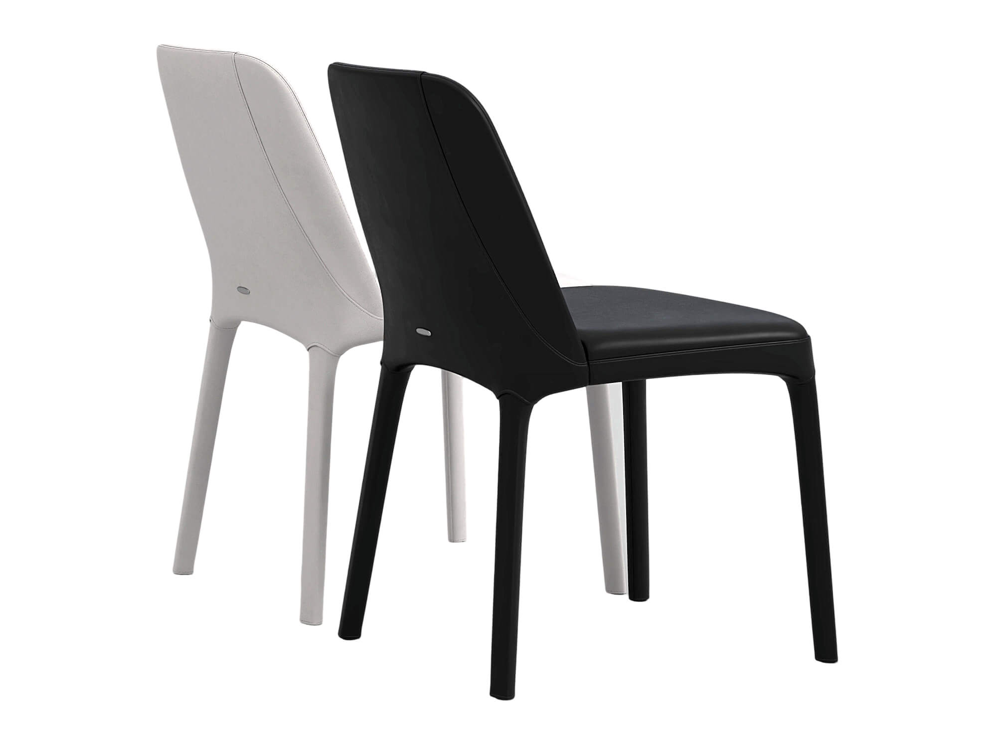 Black and White Modern Upholstered Dining Chairs Set 3D Model