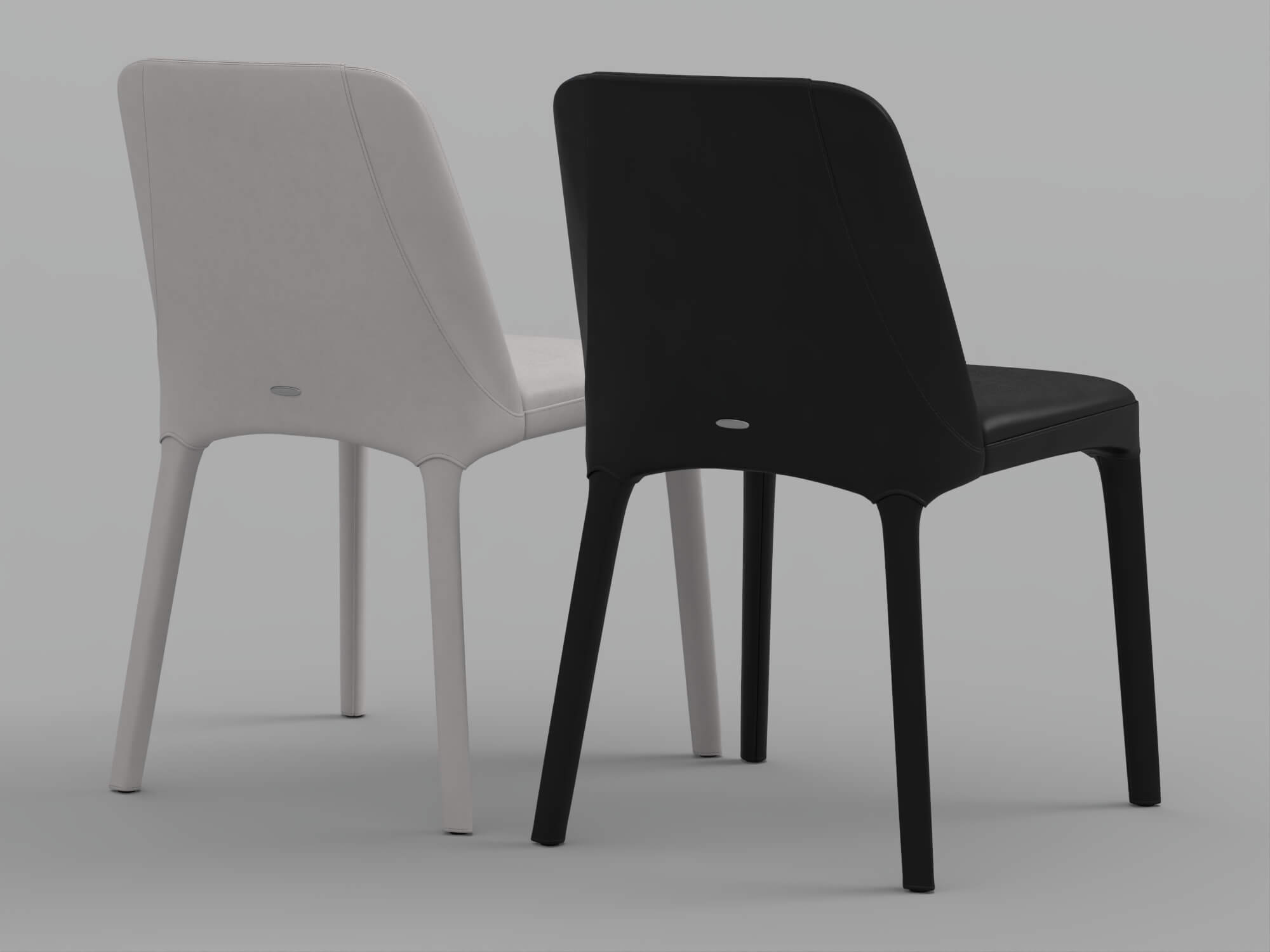 Black and White Modern Upholstered Dining Chairs Set 3D Model