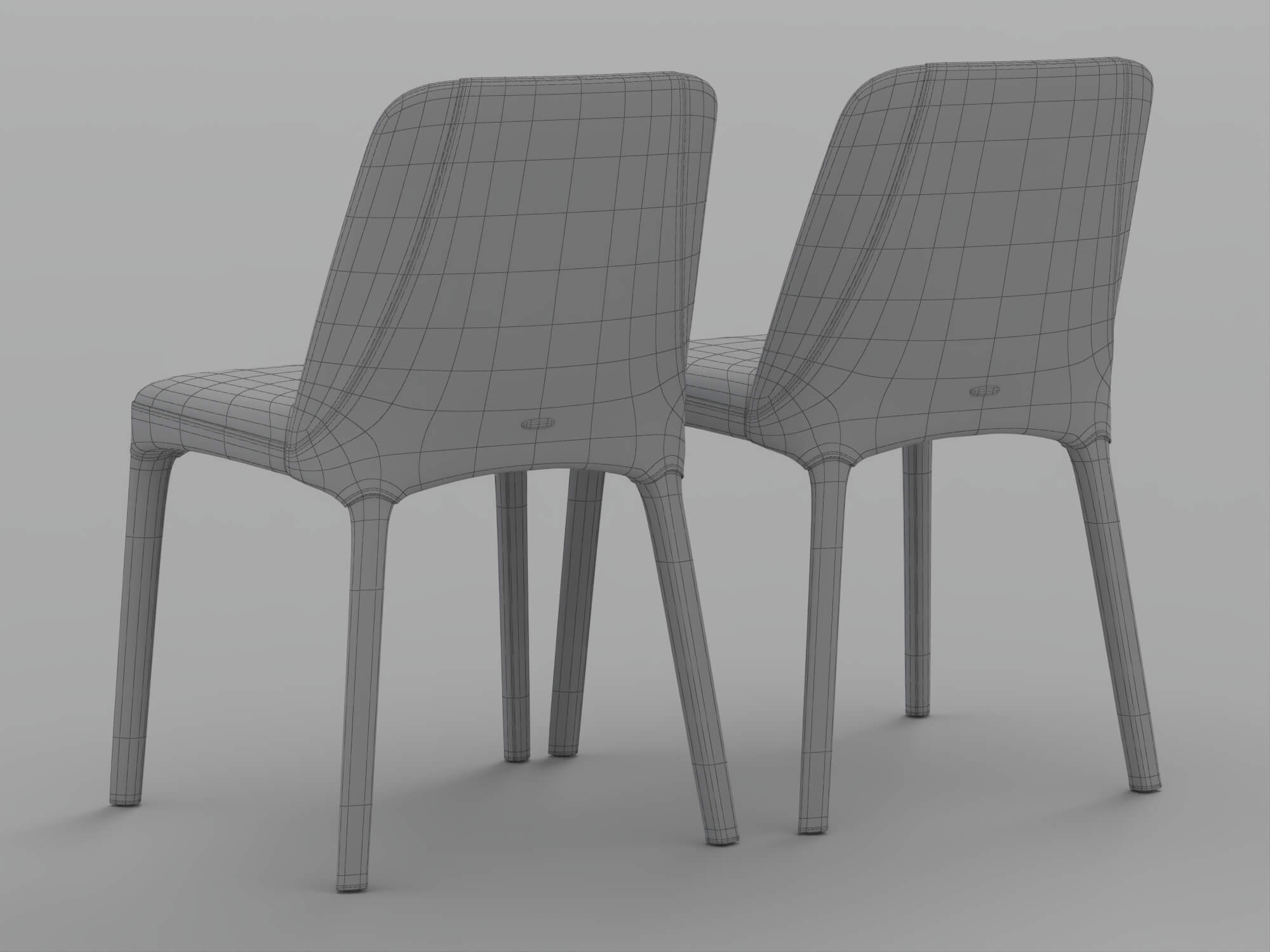 Black and White Modern Upholstered Dining Chairs Set 3D Model