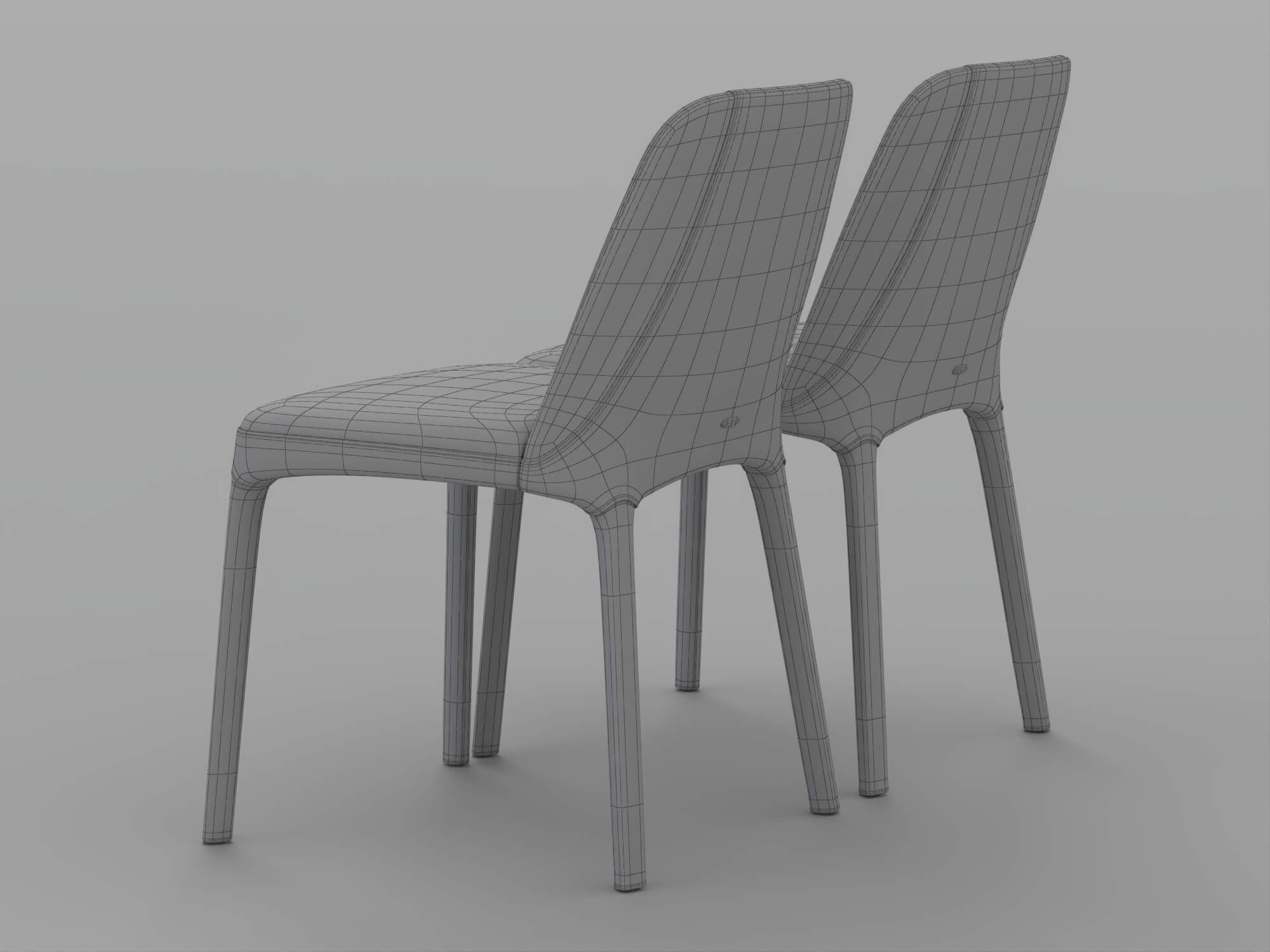 Black and White Modern Upholstered Dining Chairs Set 3D Model