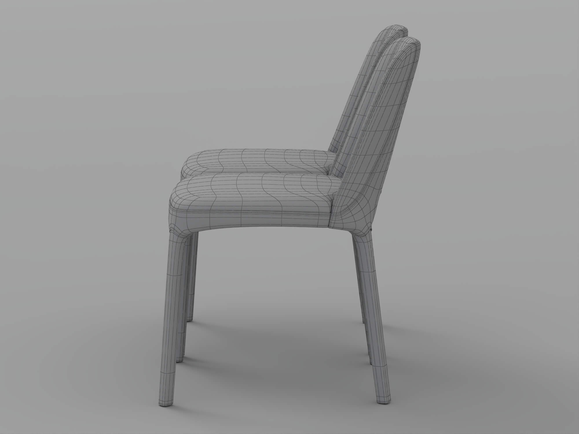 Black and White Modern Upholstered Dining Chairs Set 3D Model